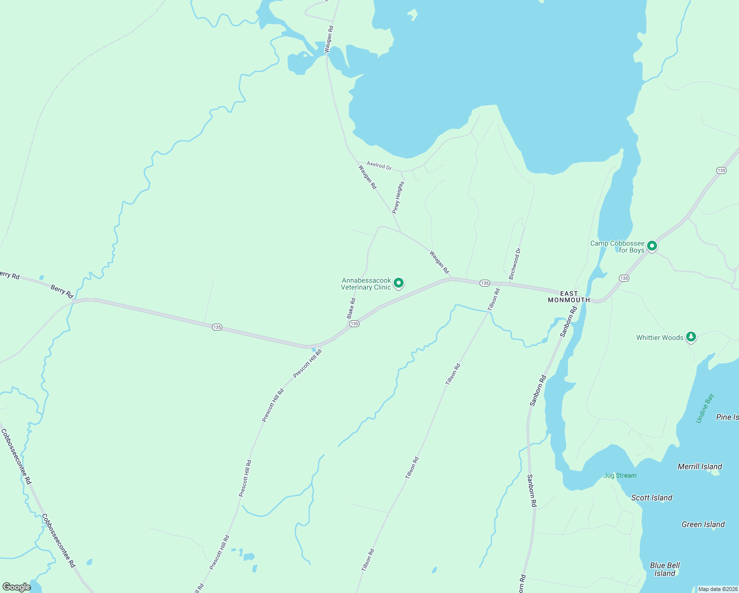 map of restaurants, bars, coffee shops, grocery stores, and more near 390 Maine 135 in Monmouth