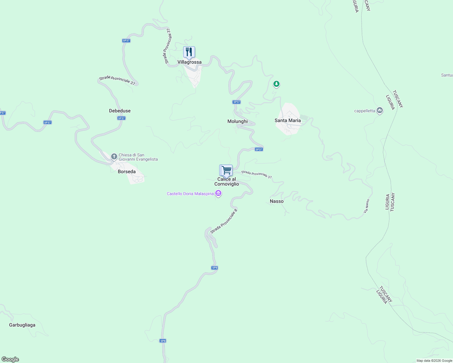 map of restaurants, bars, coffee shops, grocery stores, and more near in Calice al Cornoviglio