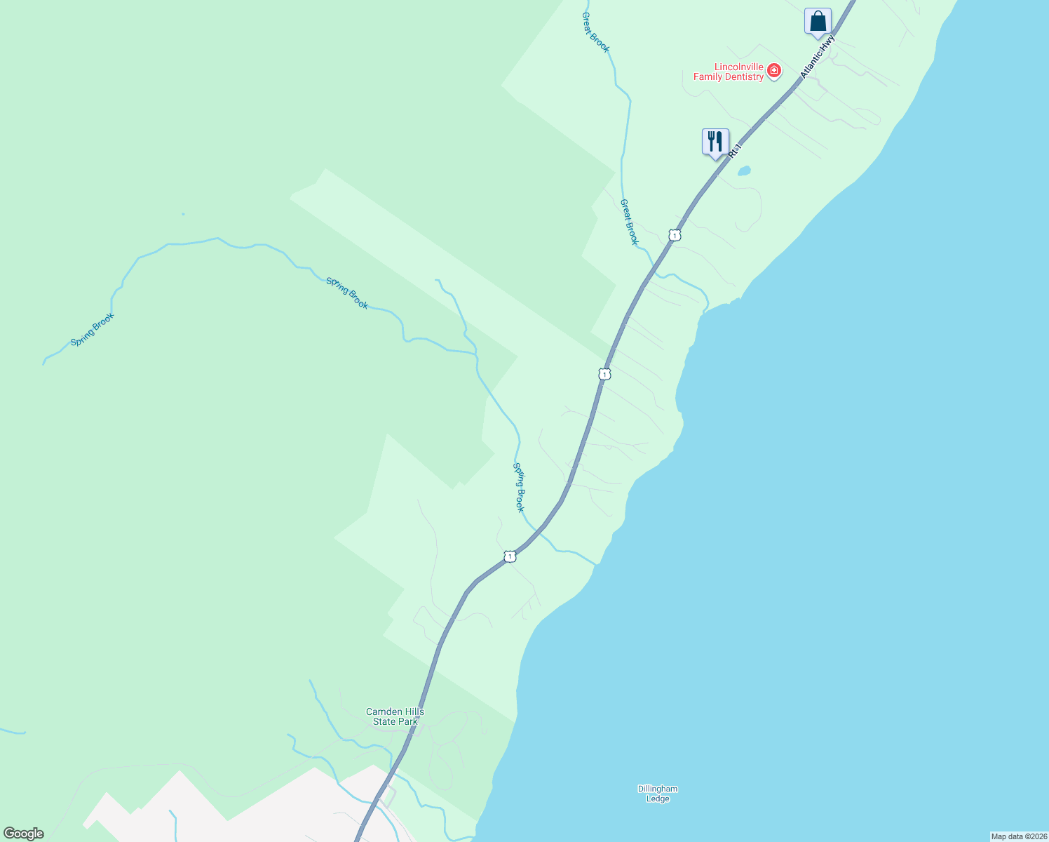 map of restaurants, bars, coffee shops, grocery stores, and more near 440 Belfast Road in Camden