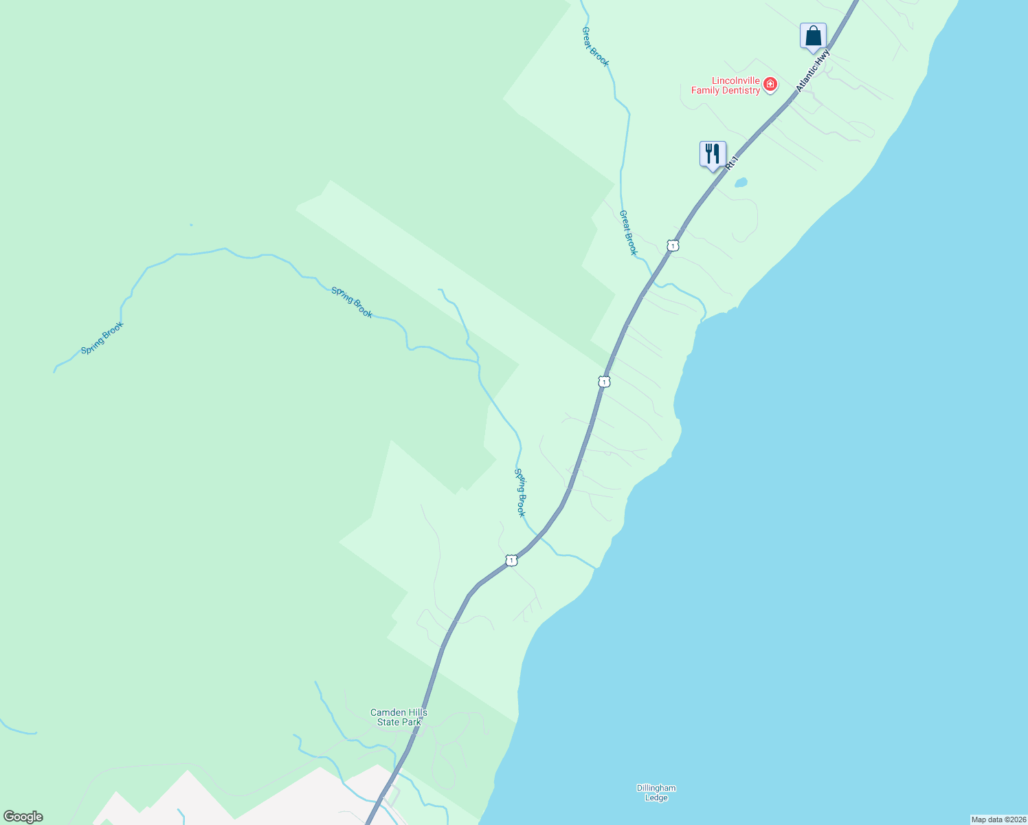 map of restaurants, bars, coffee shops, grocery stores, and more near 440 Belfast Road in Camden