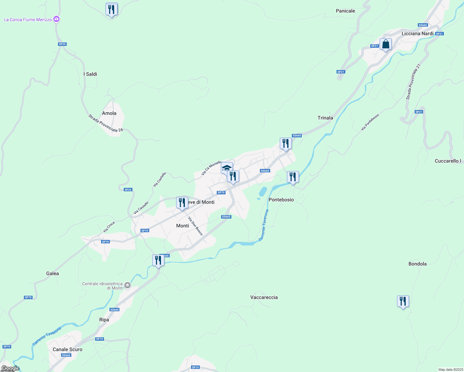 map of restaurants, bars, coffee shops, grocery stores, and more near 7 Via Filippo Guerrieri in Monti