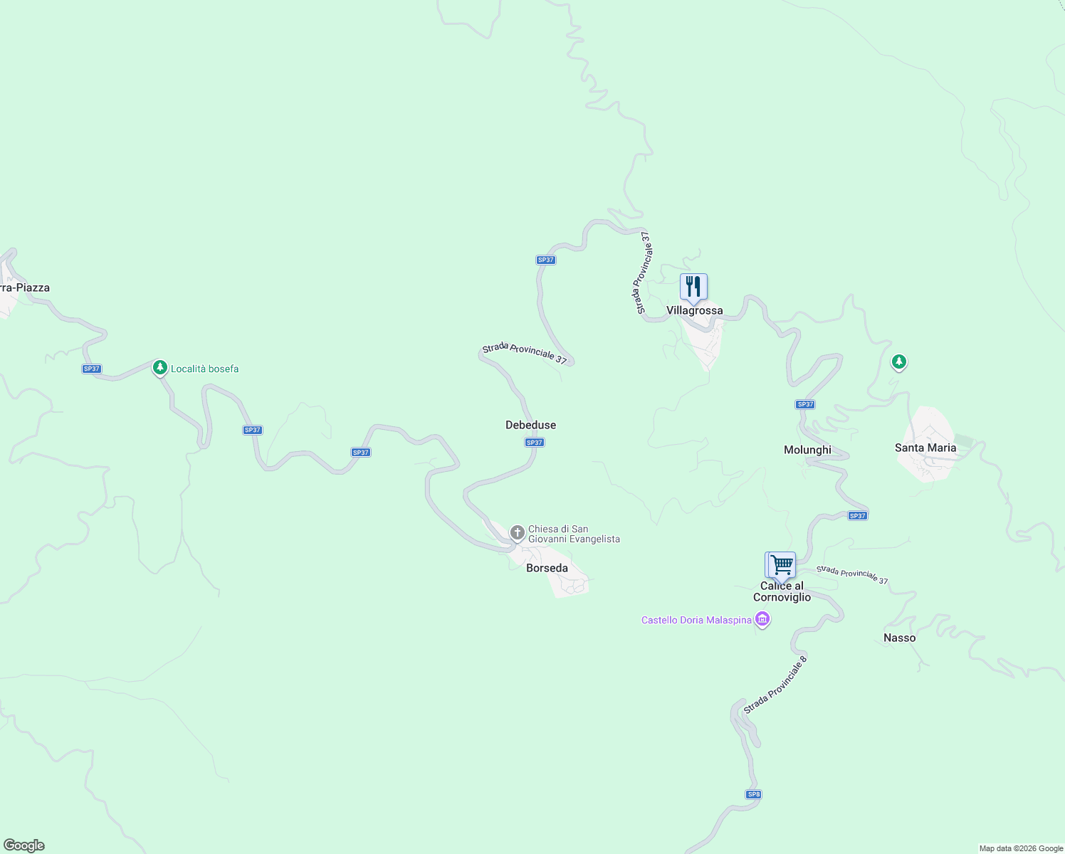 map of restaurants, bars, coffee shops, grocery stores, and more near 4 Località Debeduse in Debeduse