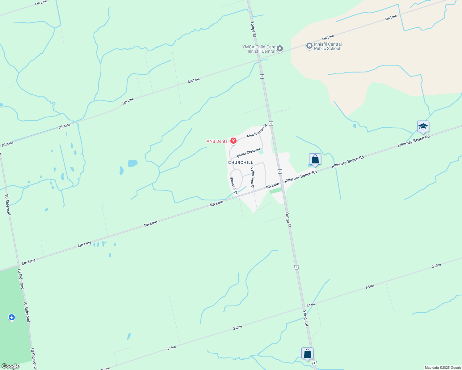 map of restaurants, bars, coffee shops, grocery stores, and more near 930 Sloan Circle Drive in Innisfil