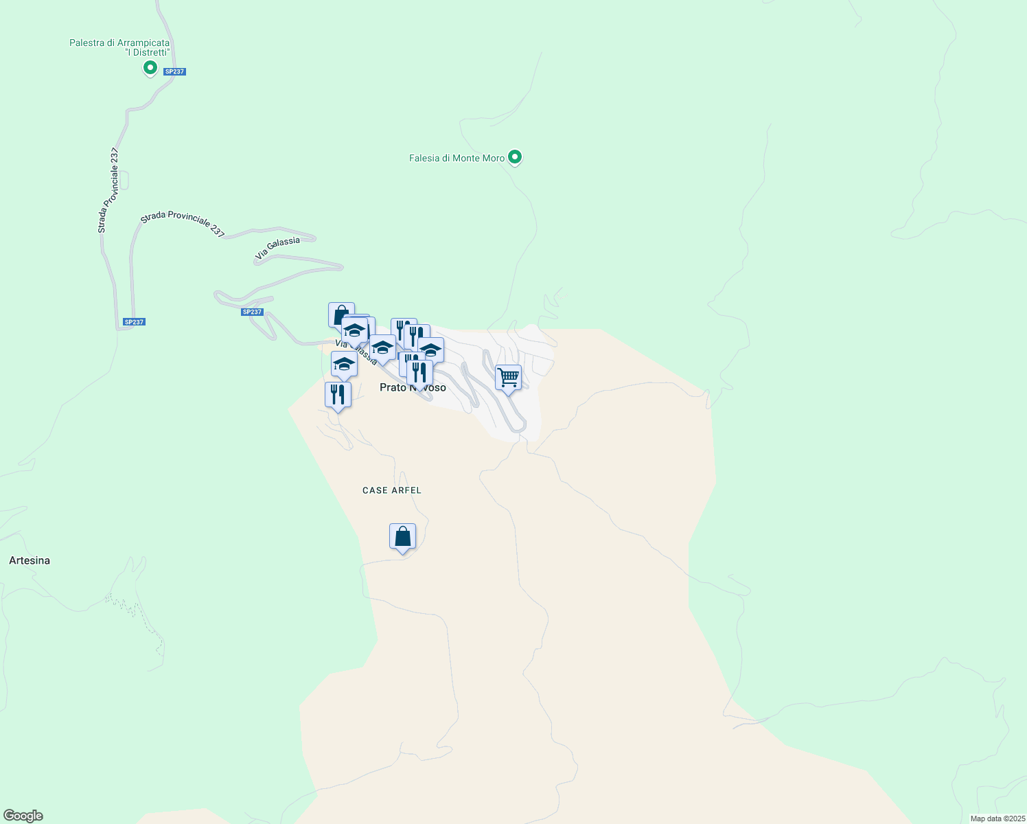 map of restaurants, bars, coffee shops, grocery stores, and more near in Prato Nevoso