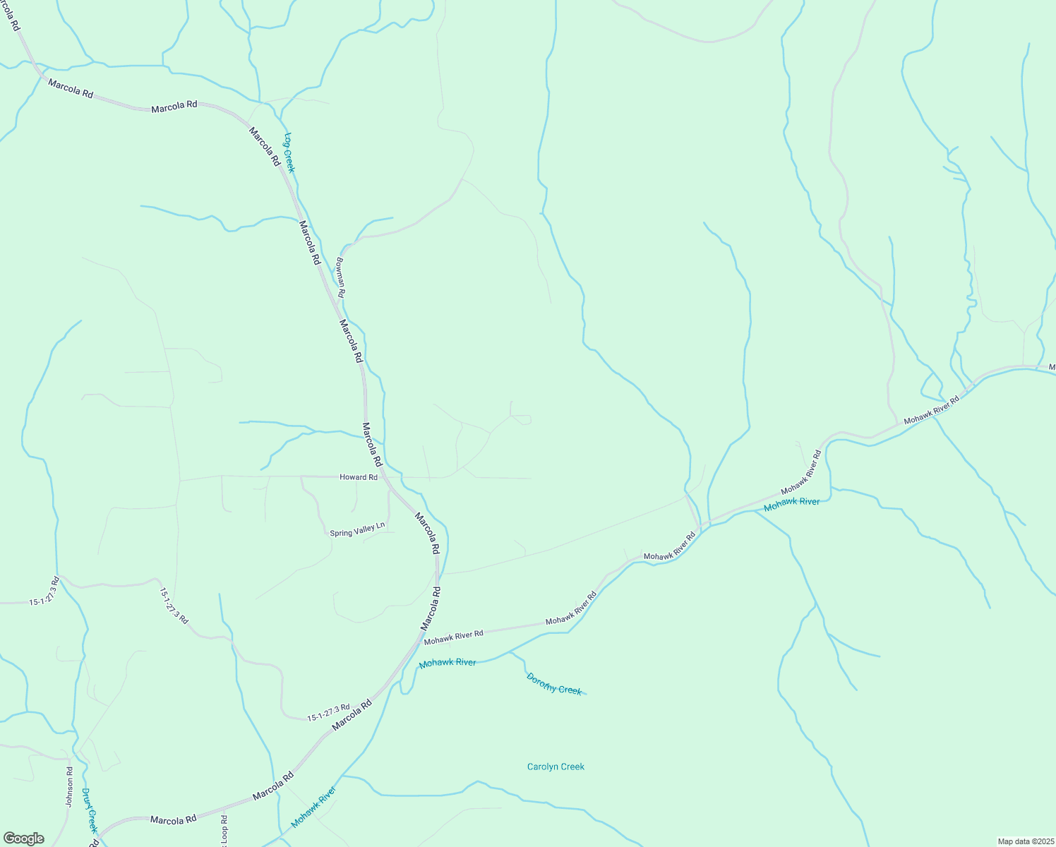 map of restaurants, bars, coffee shops, grocery stores, and more near 40110 Log Creek Road in Marcola