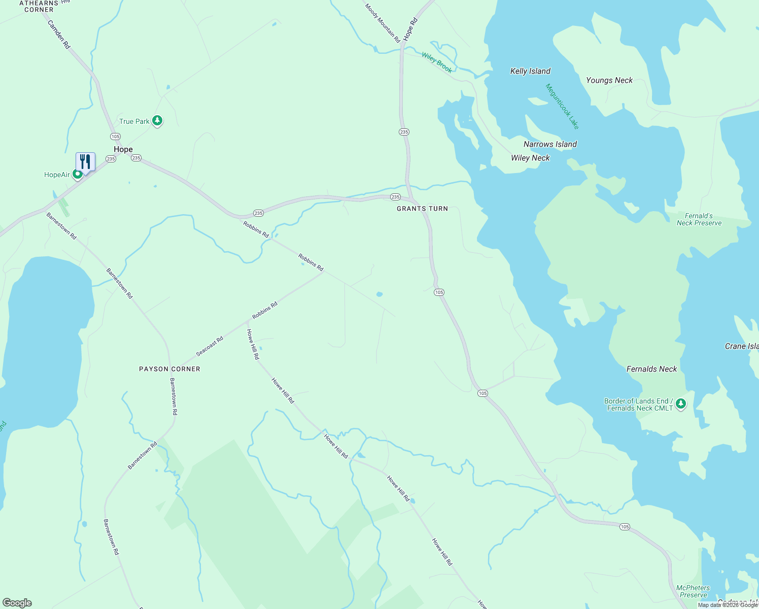 map of restaurants, bars, coffee shops, grocery stores, and more near 37 Robbins Road in Hope