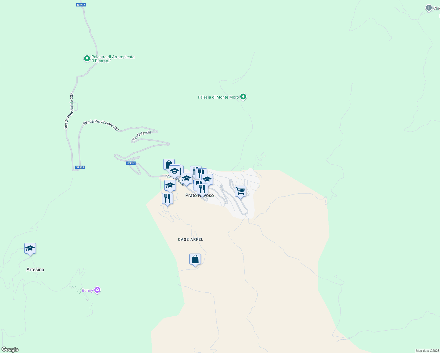 map of restaurants, bars, coffee shops, grocery stores, and more near 3 Via Orione in Prato Nevoso