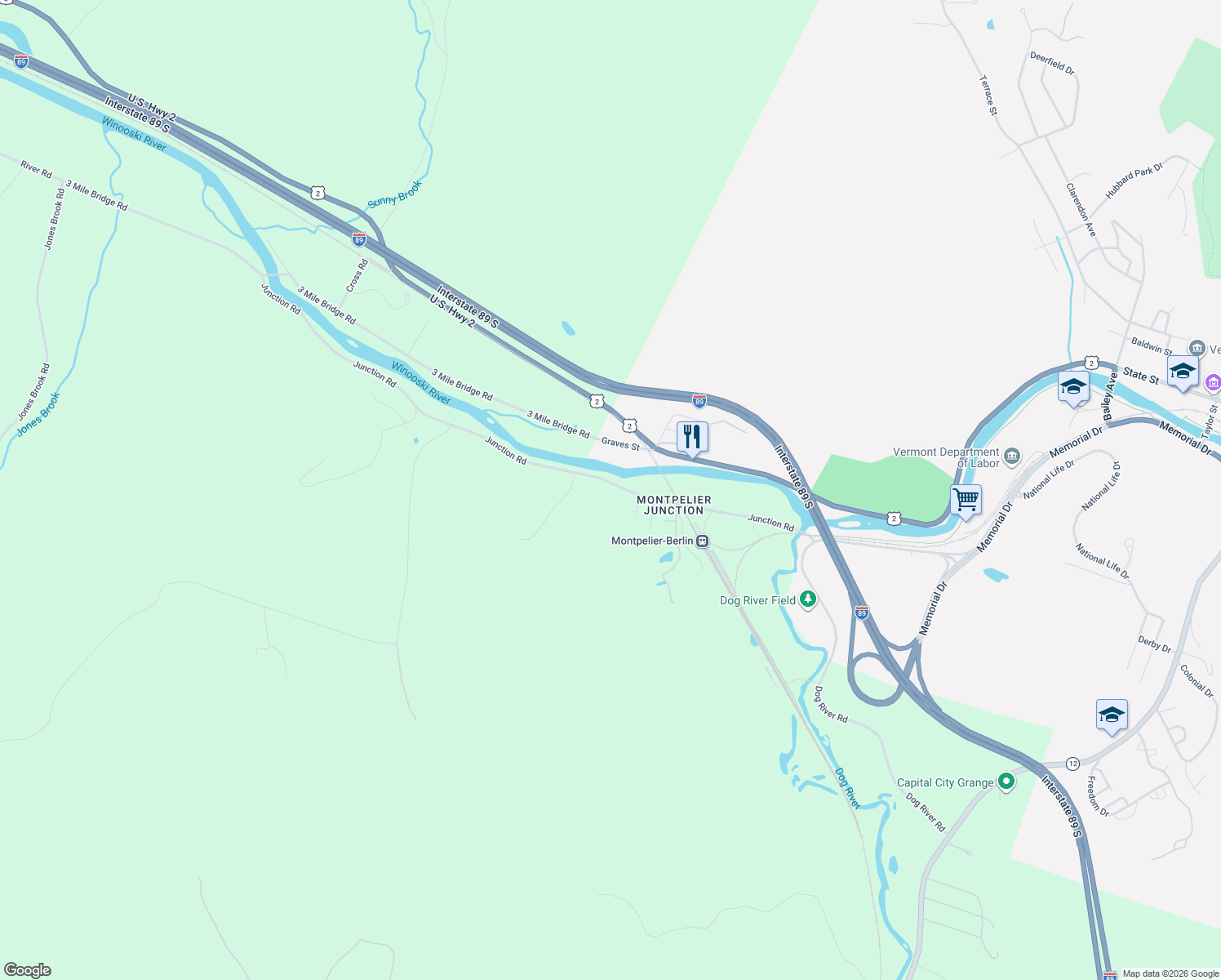 map of restaurants, bars, coffee shops, grocery stores, and more near 525 Junction Road in Berlin