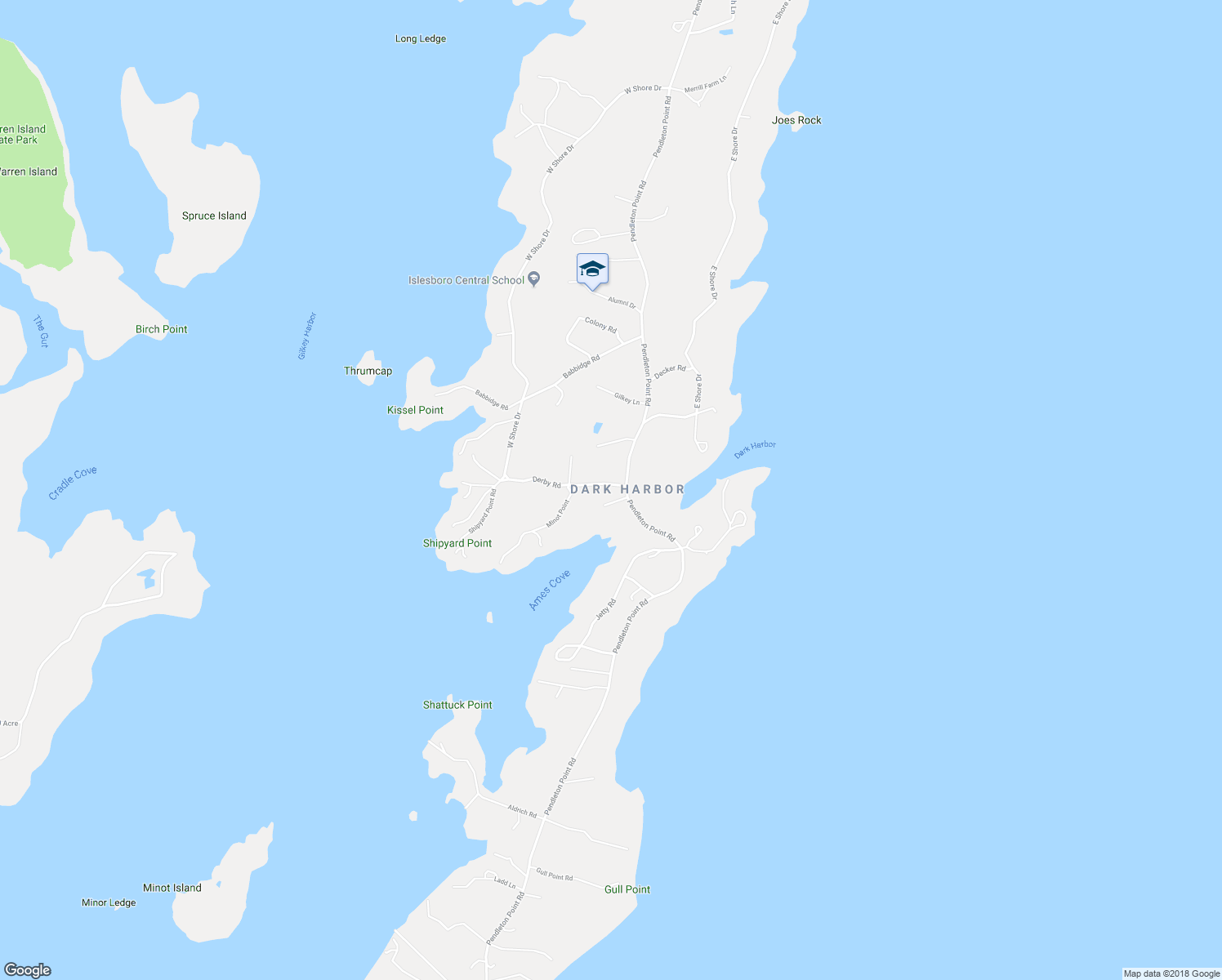 map of restaurants, bars, coffee shops, grocery stores, and more near 108 Derby Road in Islesboro