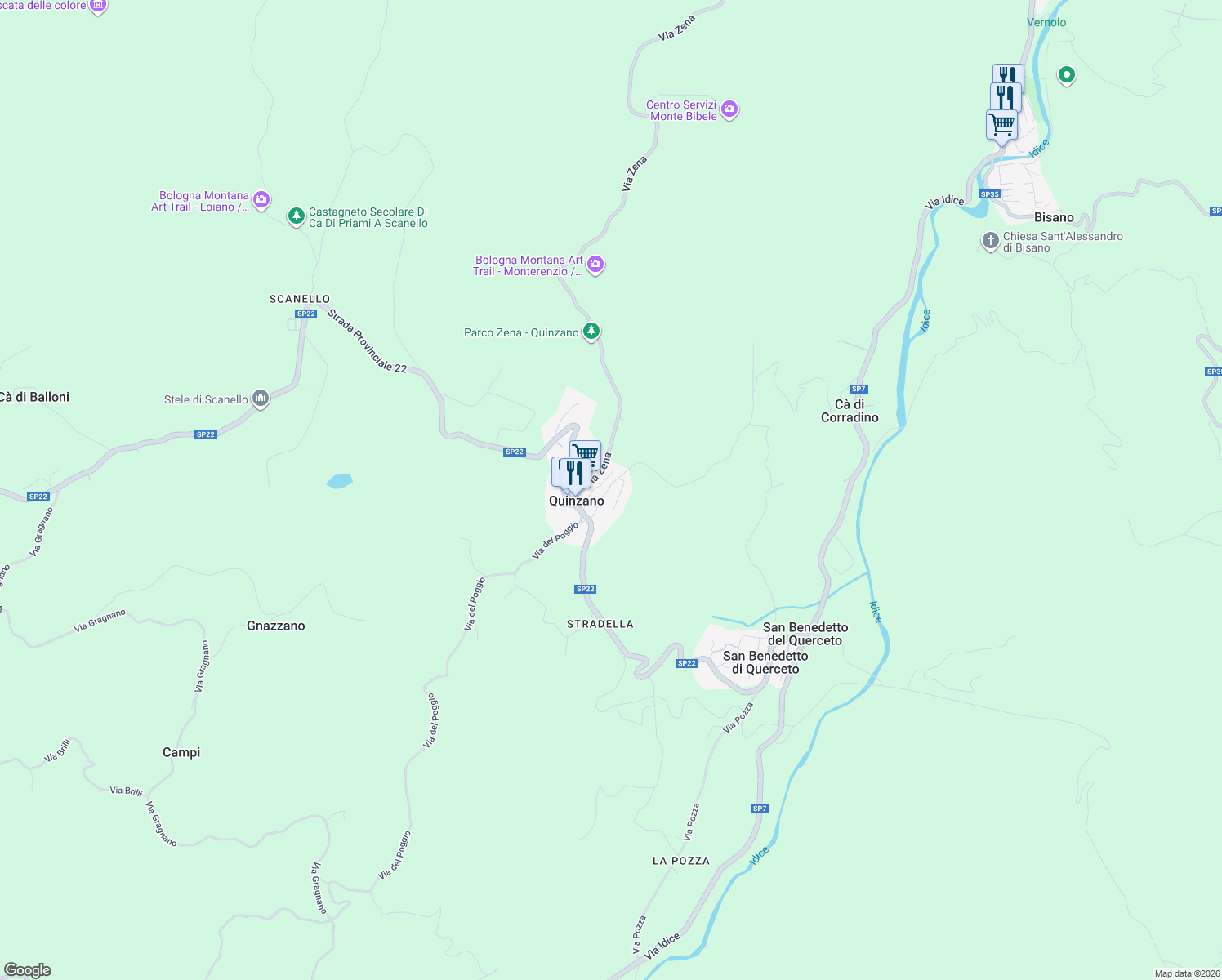 map of restaurants, bars, coffee shops, grocery stores, and more near 3 Via Alessandro Manzoni in Quinzano