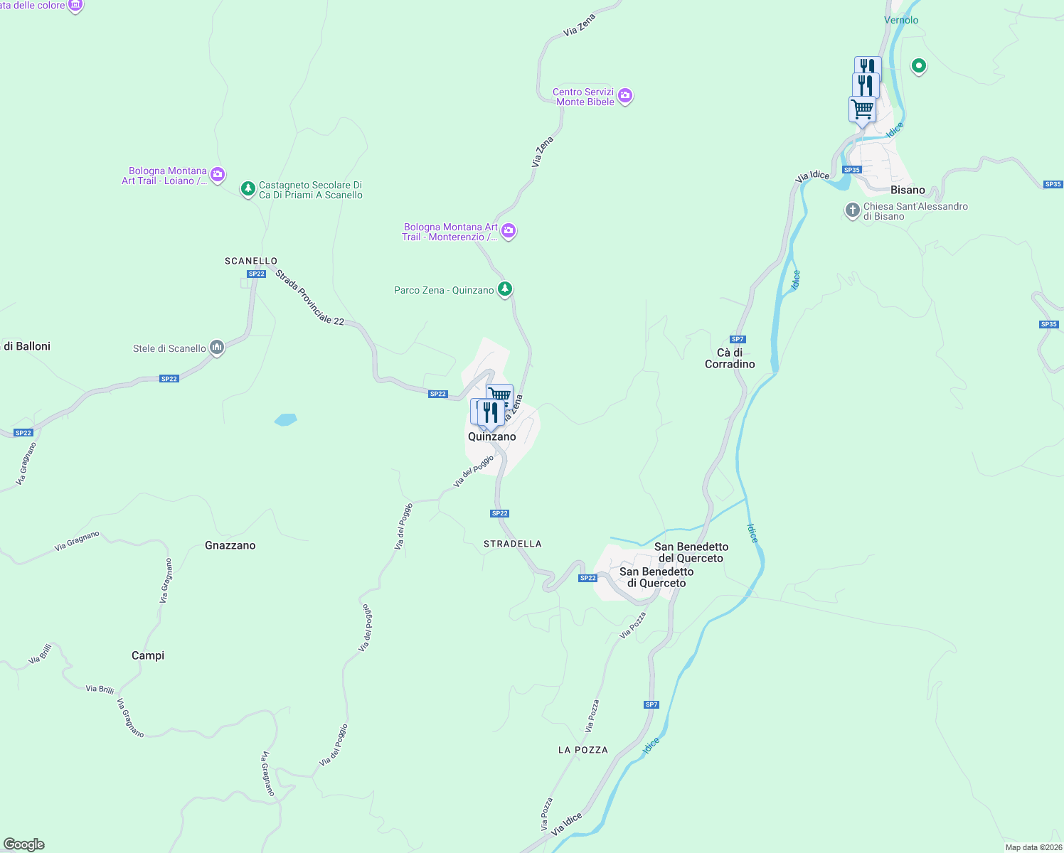 map of restaurants, bars, coffee shops, grocery stores, and more near 3 Via Alessandro Manzoni in Quinzano