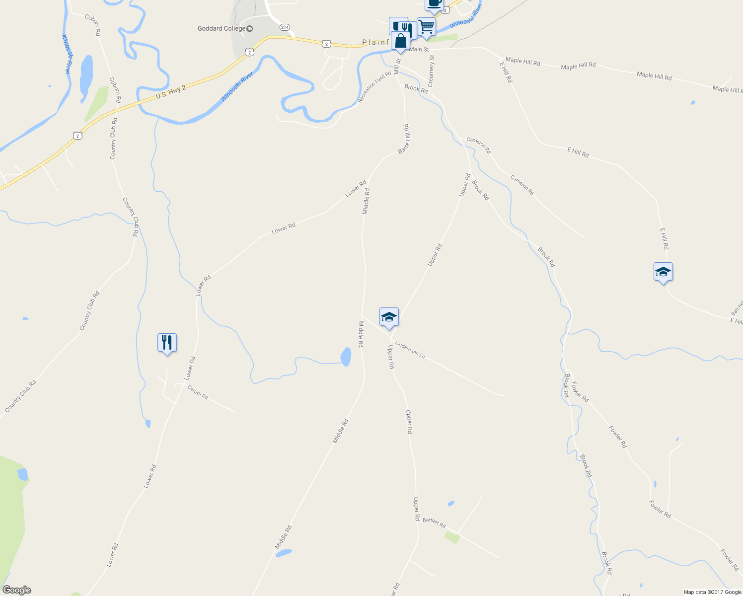 map of restaurants, bars, coffee shops, grocery stores, and more near 503 Middle Road in Plainfield