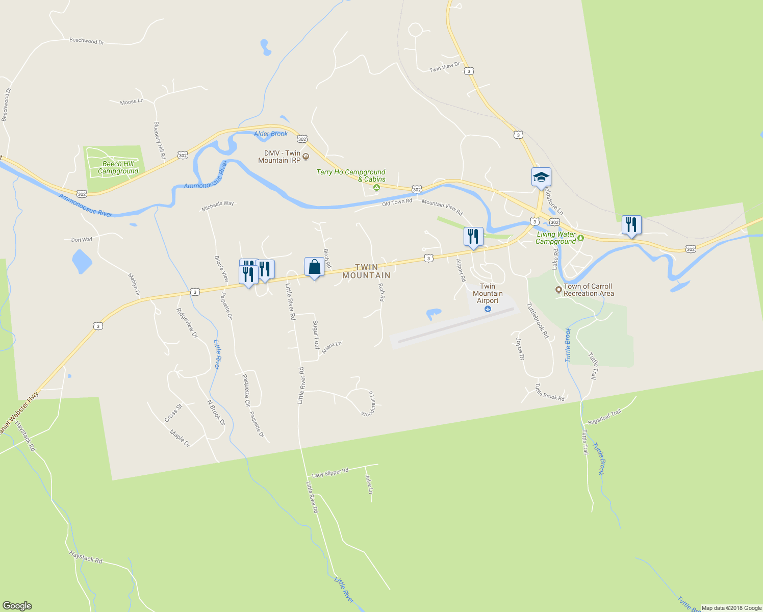 map of restaurants, bars, coffee shops, grocery stores, and more near Ruth Road in Carroll