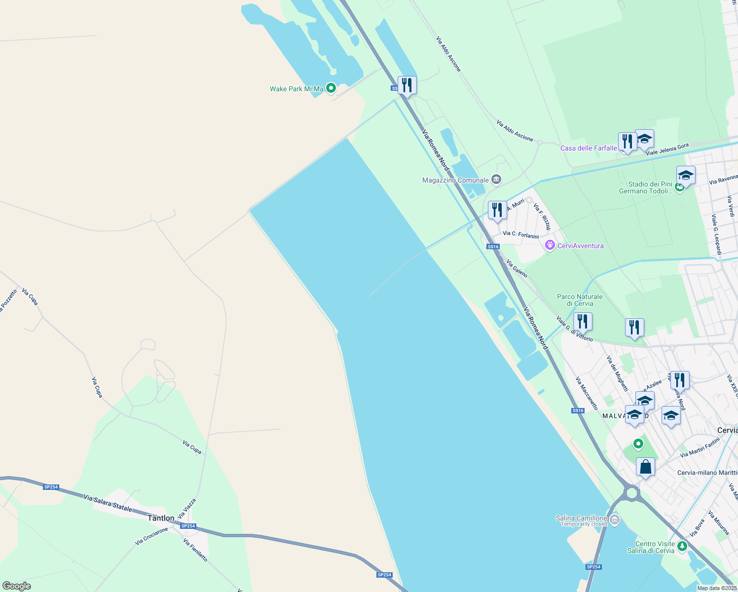 map of restaurants, bars, coffee shops, grocery stores, and more near in Province of Ravenna