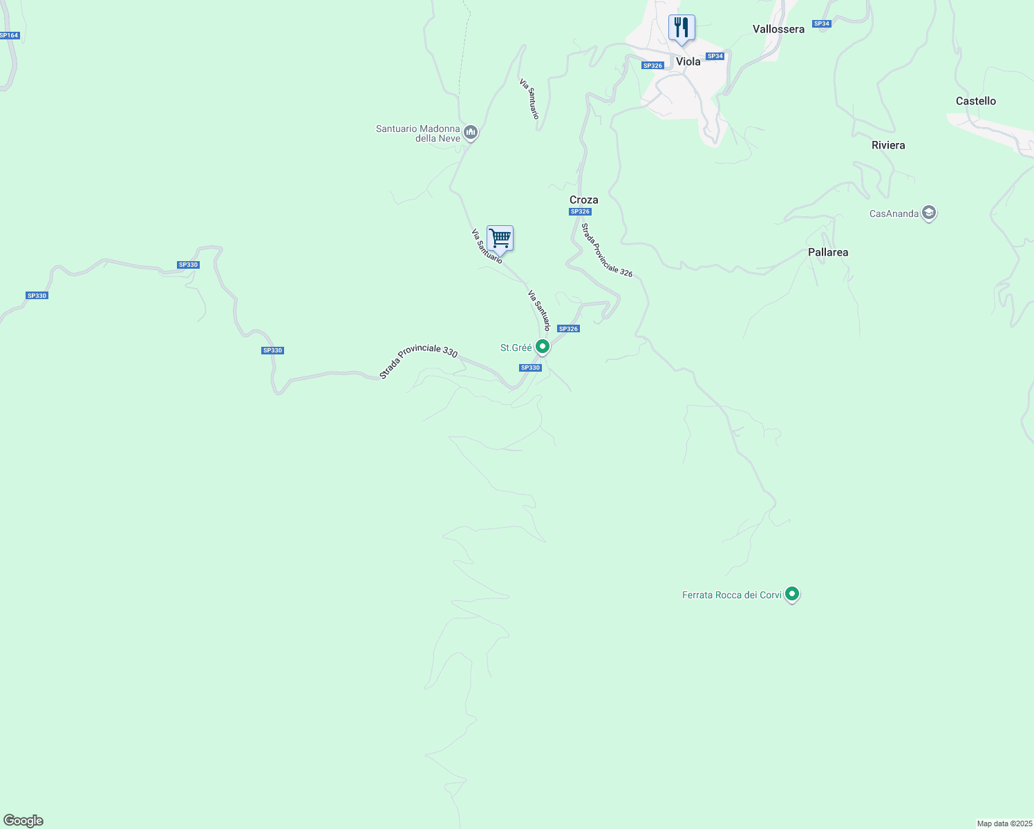 map of restaurants, bars, coffee shops, grocery stores, and more near 1 Via ai Piani in Saint Gree