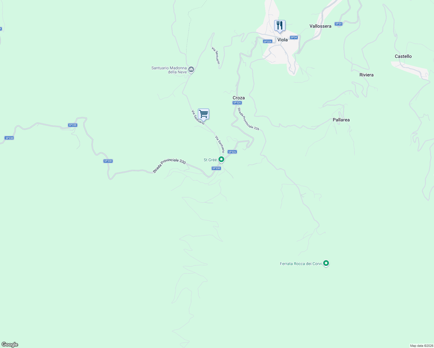 map of restaurants, bars, coffee shops, grocery stores, and more near 4 Via del Poggio in Saint Gree