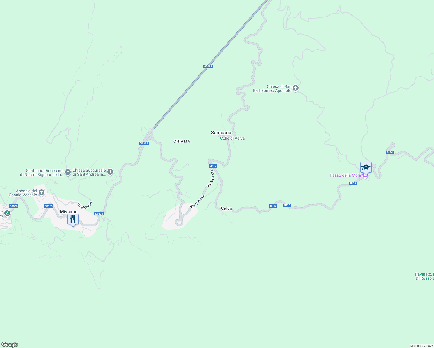 map of restaurants, bars, coffee shops, grocery stores, and more near 6 Strada Provinciale 40 in Velva