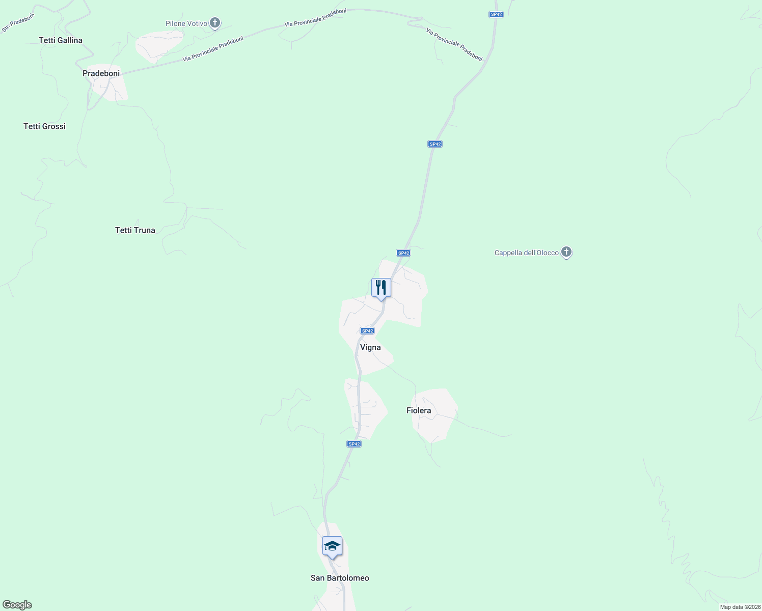 map of restaurants, bars, coffee shops, grocery stores, and more near 200 SP42 in Vigna