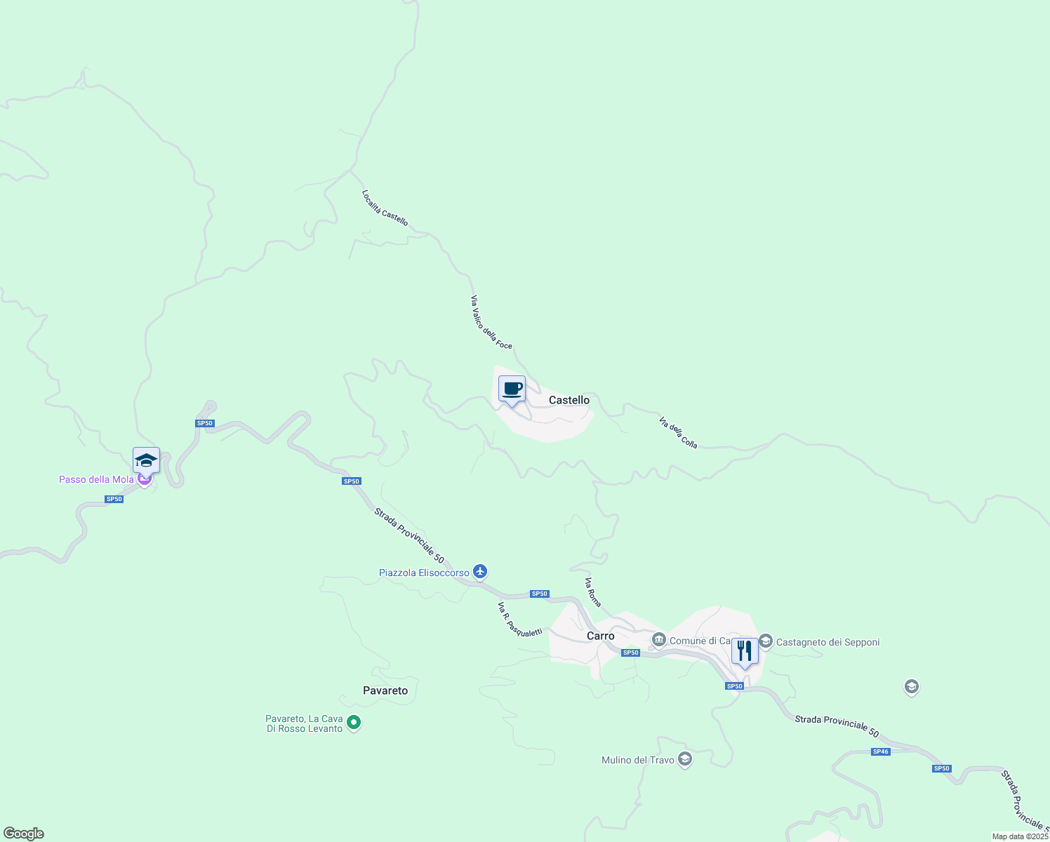 map of restaurants, bars, coffee shops, grocery stores, and more near 21 Via Giacomo Leopardi in Castello