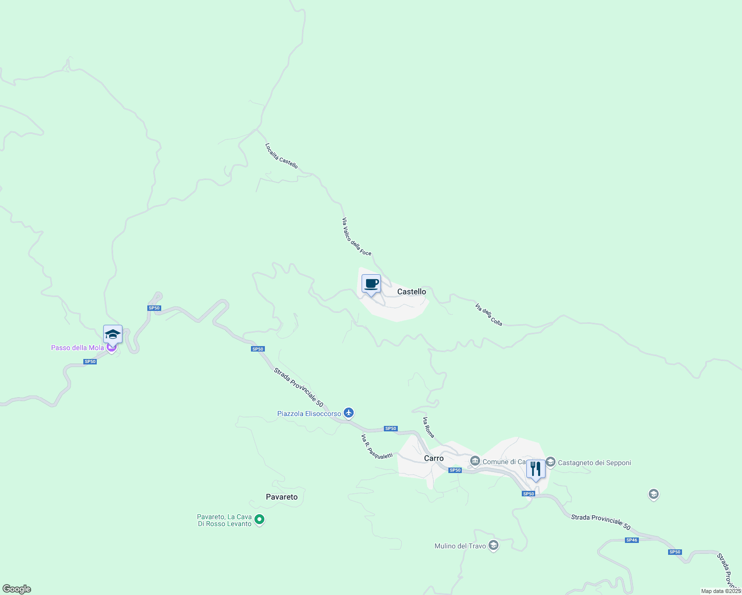 map of restaurants, bars, coffee shops, grocery stores, and more near 21 Via Giacomo Leopardi in Castello