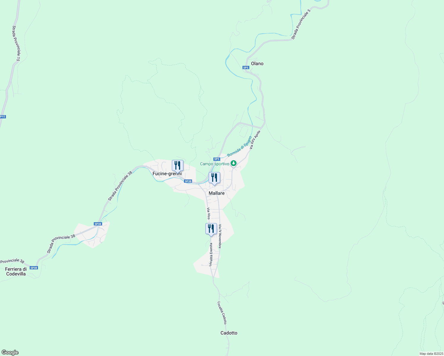 map of restaurants, bars, coffee shops, grocery stores, and more near 1 Via al Ponte in Mallare