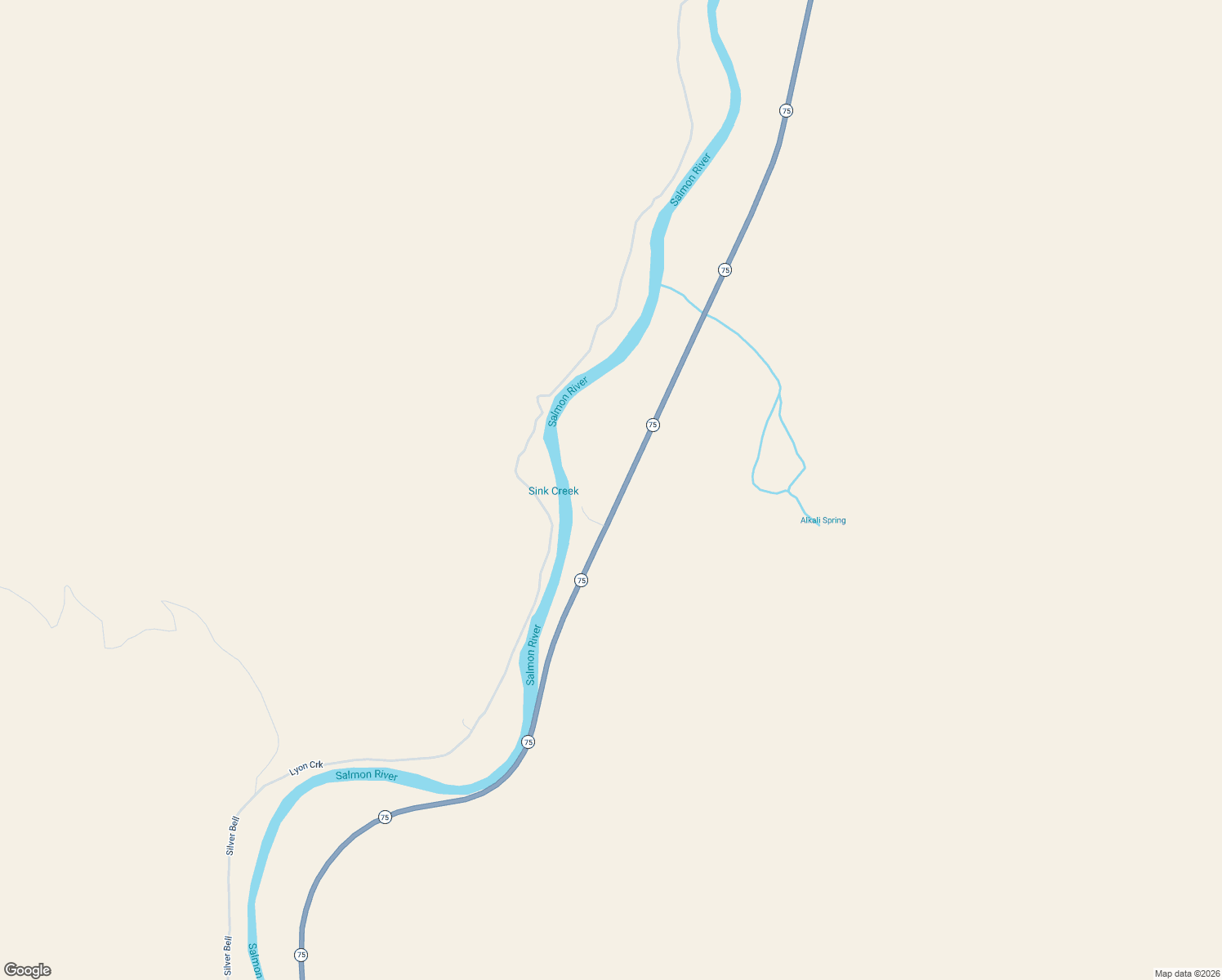 map of restaurants, bars, coffee shops, grocery stores, and more near State Highway 75 in Challis