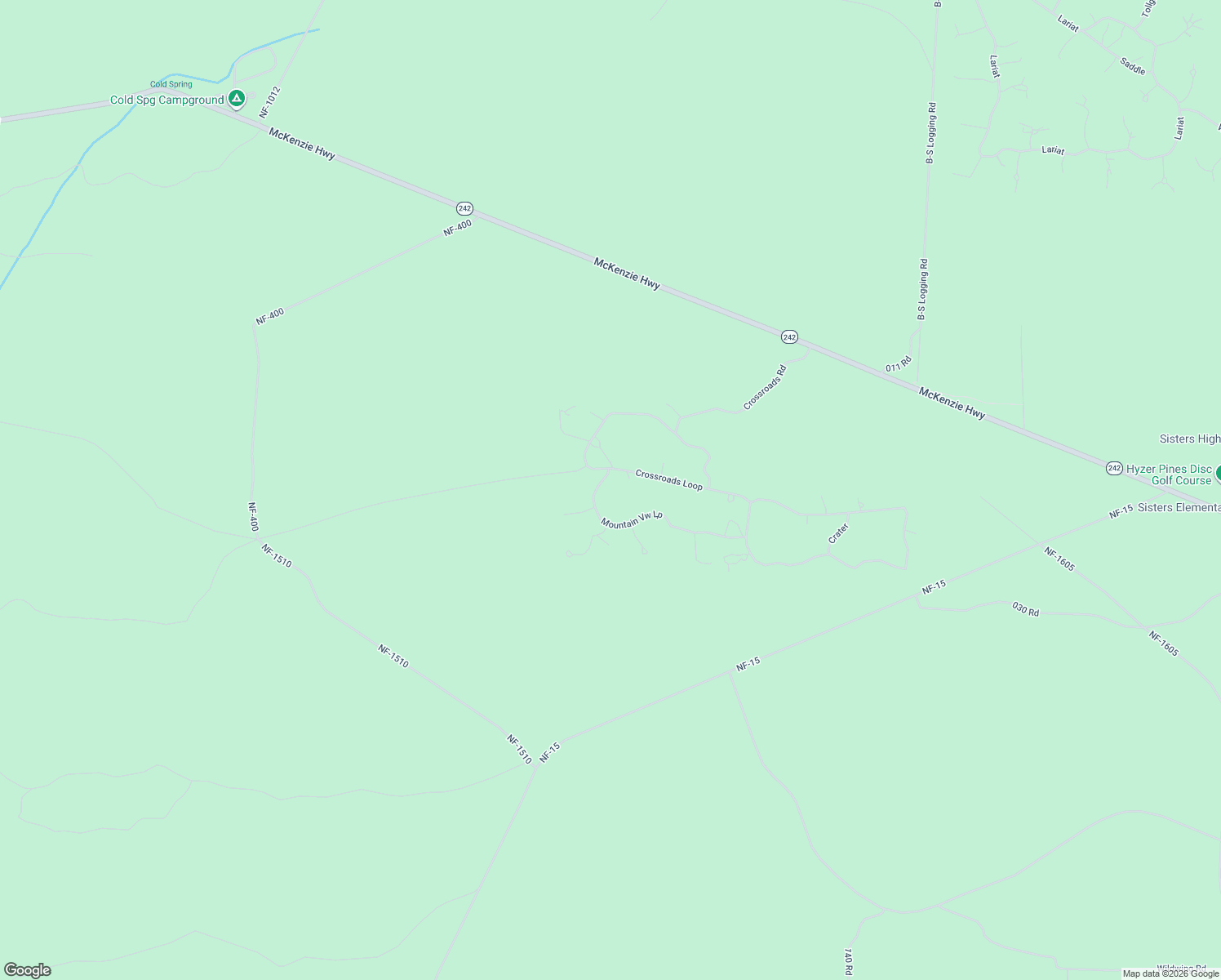 map of restaurants, bars, coffee shops, grocery stores, and more near 14460 Mountain View Drive in Sisters