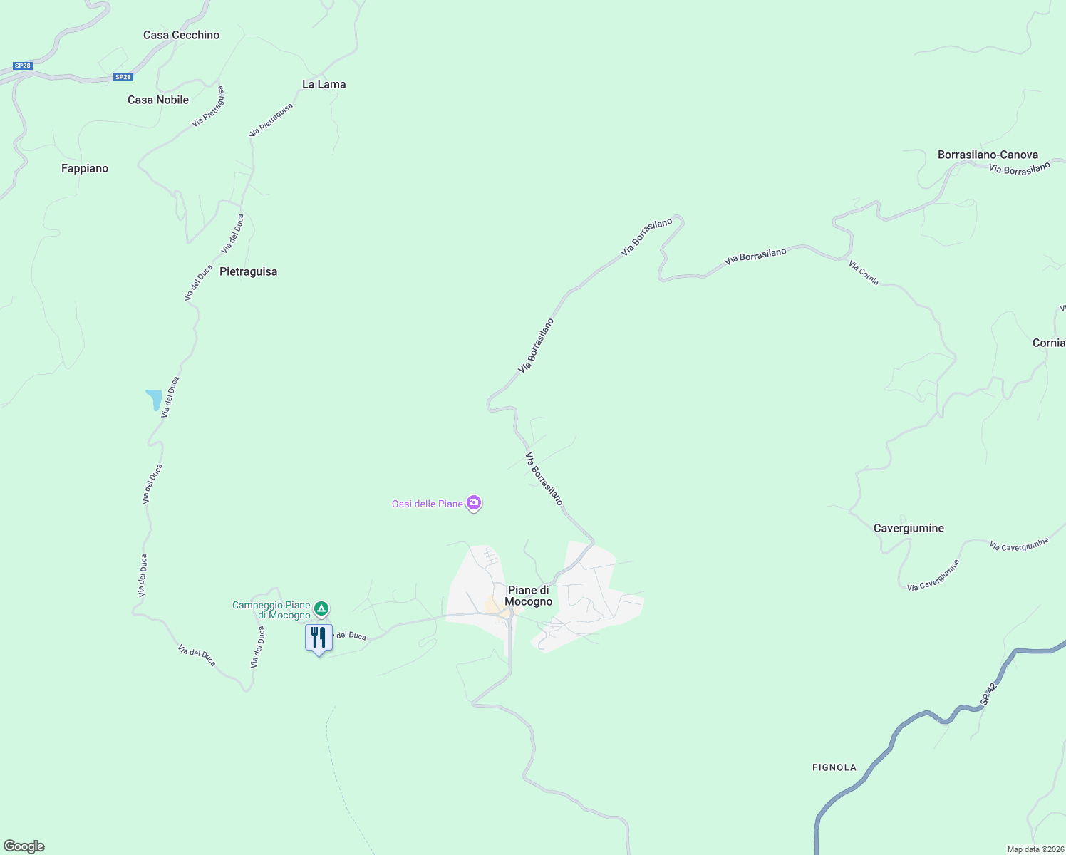 map of restaurants, bars, coffee shops, grocery stores, and more near 7 Via Giovanni Pascoli in Piane di Mocogno