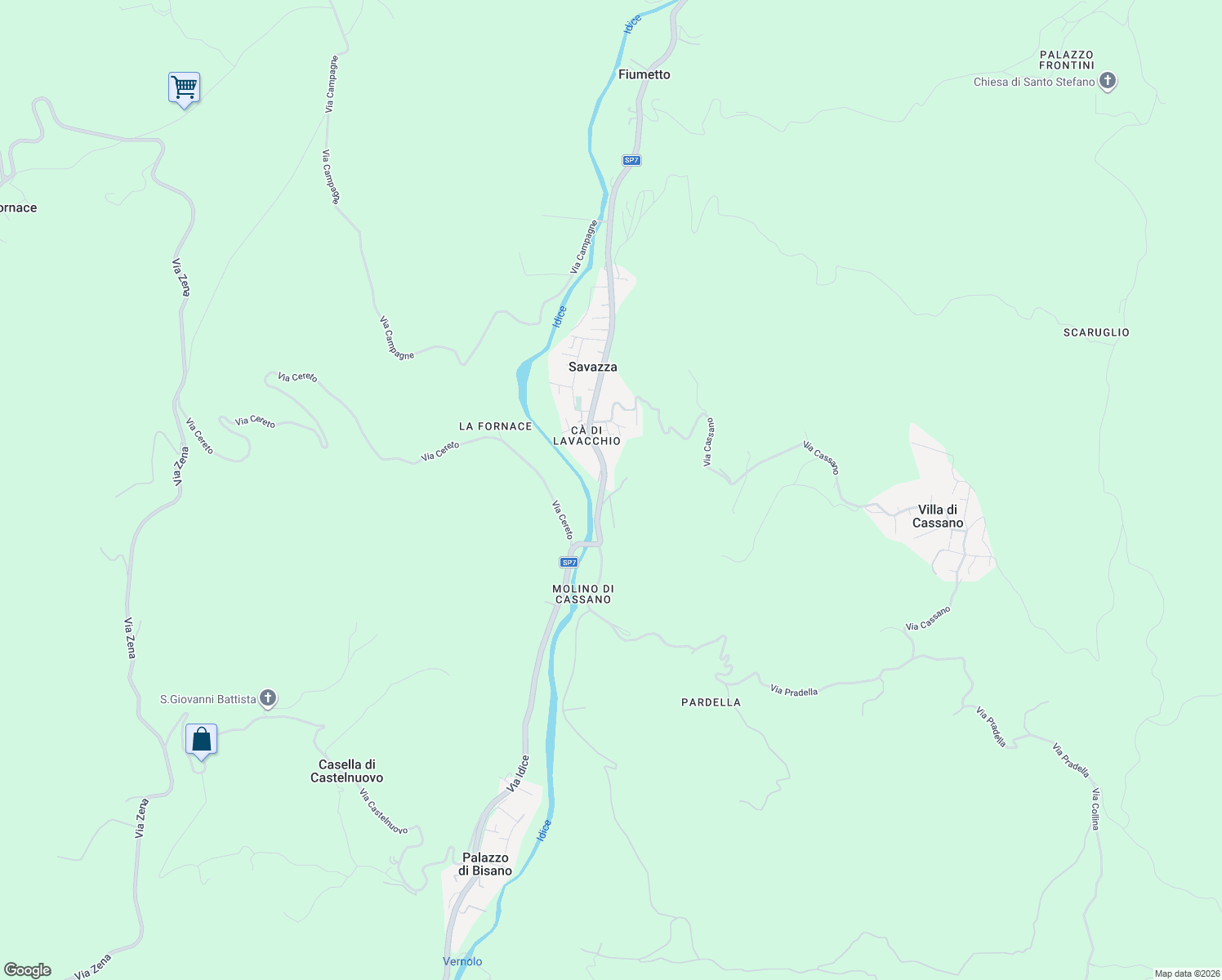 map of restaurants, bars, coffee shops, grocery stores, and more near 295 2 Via Idice in Monterenzio