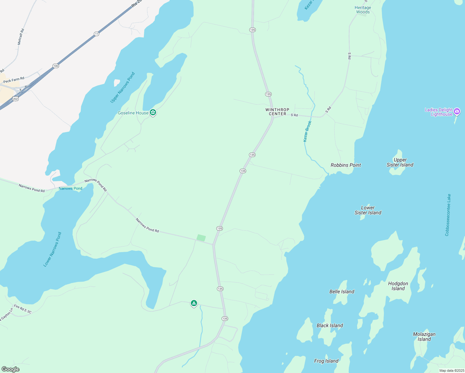map of restaurants, bars, coffee shops, grocery stores, and more near 343 Winthrop Center Road in Winthrop