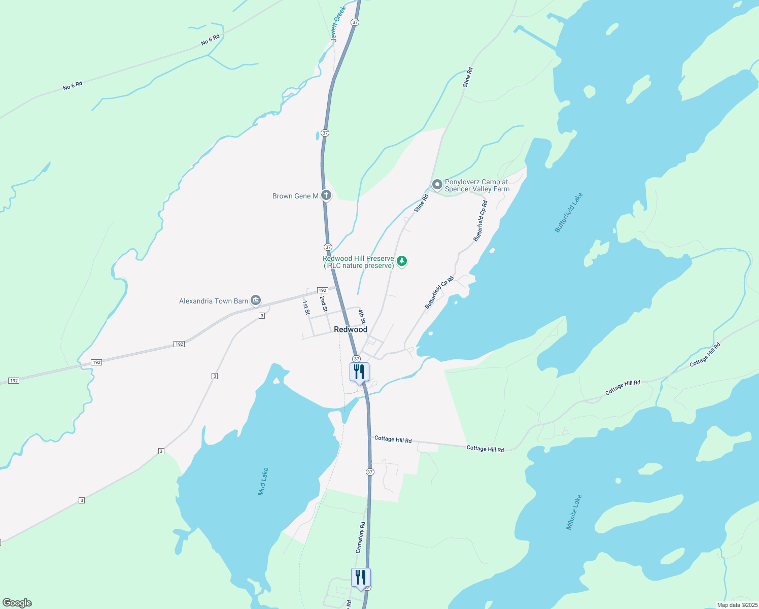 map of restaurants, bars, coffee shops, grocery stores, and more near 43821 Stine Road in Redwood