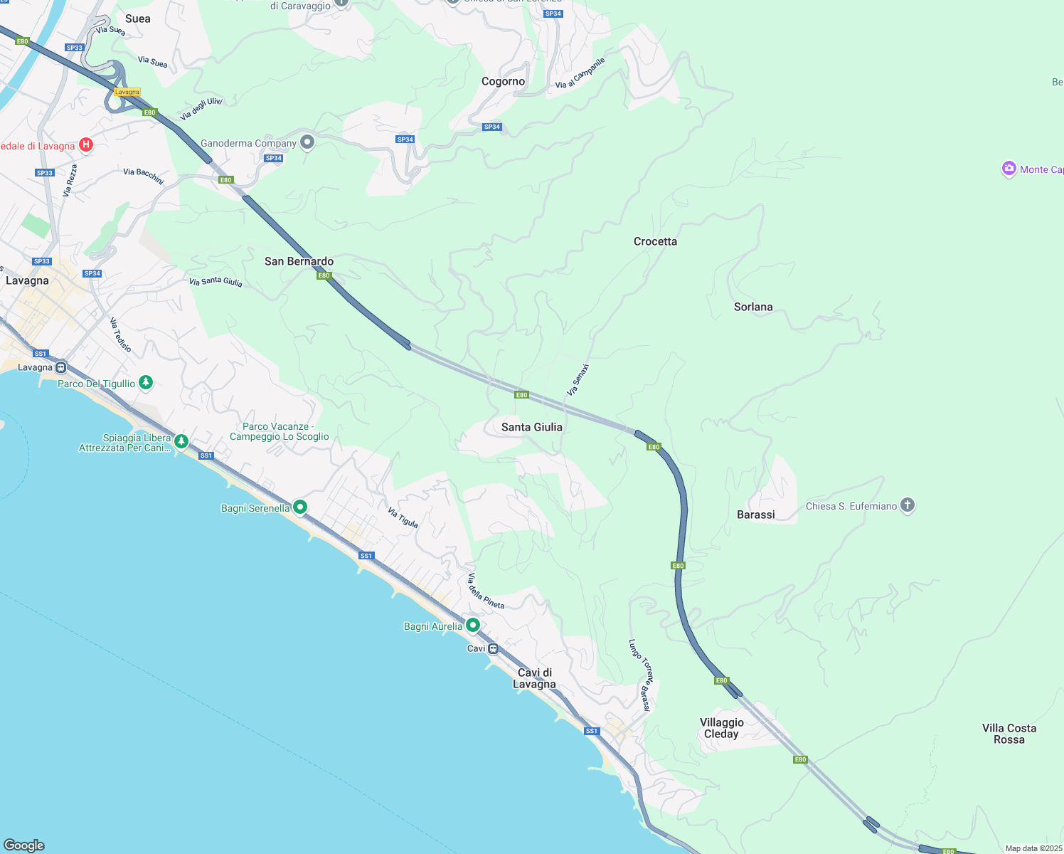 map of restaurants, bars, coffee shops, grocery stores, and more near 3c Via Senaxi in Santa Giulia