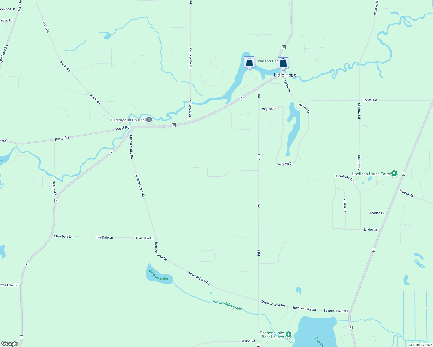 map of restaurants, bars, coffee shops, grocery stores, and more near E2168 Miracle Mountain Way in Waupaca