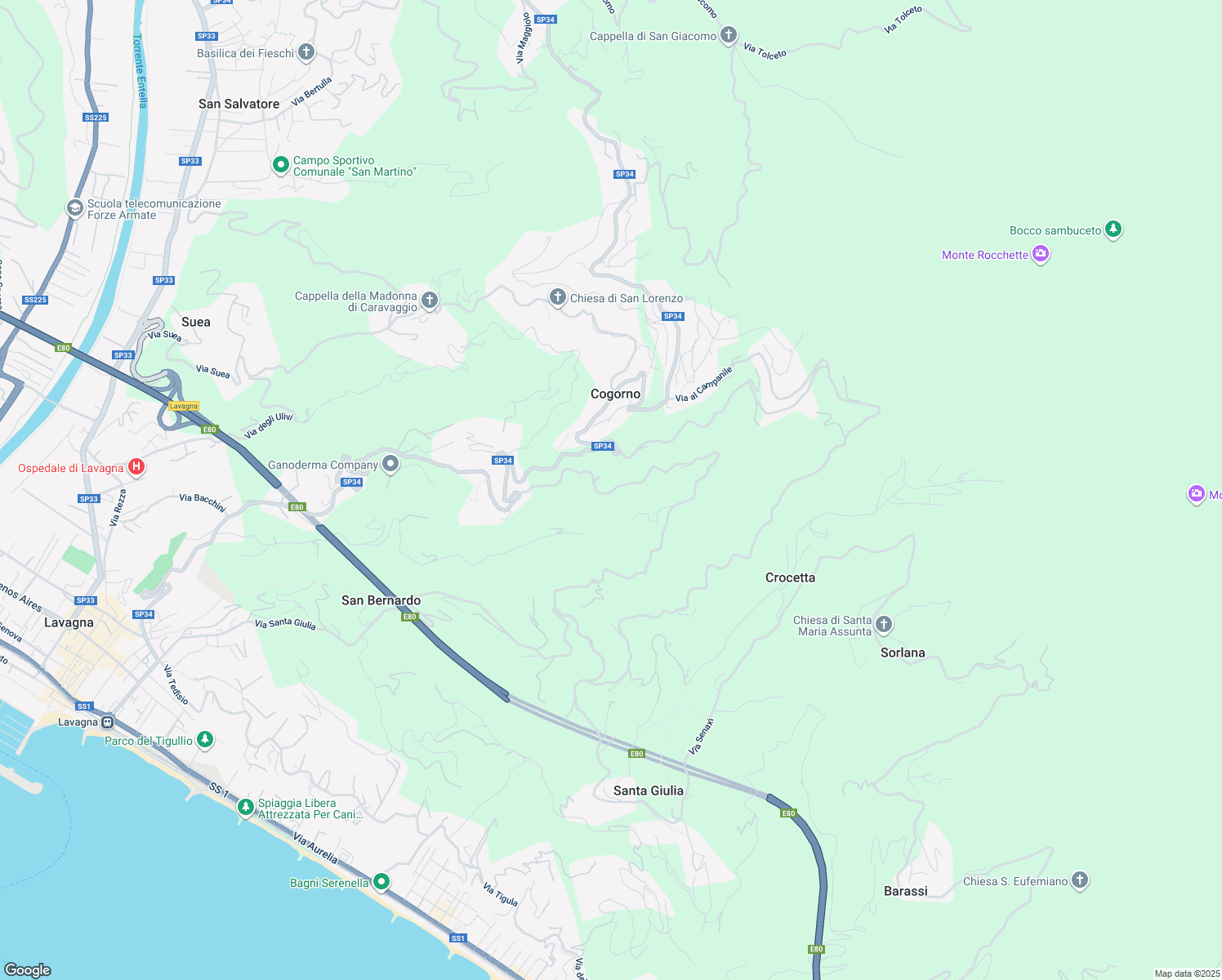 map of restaurants, bars, coffee shops, grocery stores, and more near 3941 Via Dei Mulini in Città Metropolitana di Genova