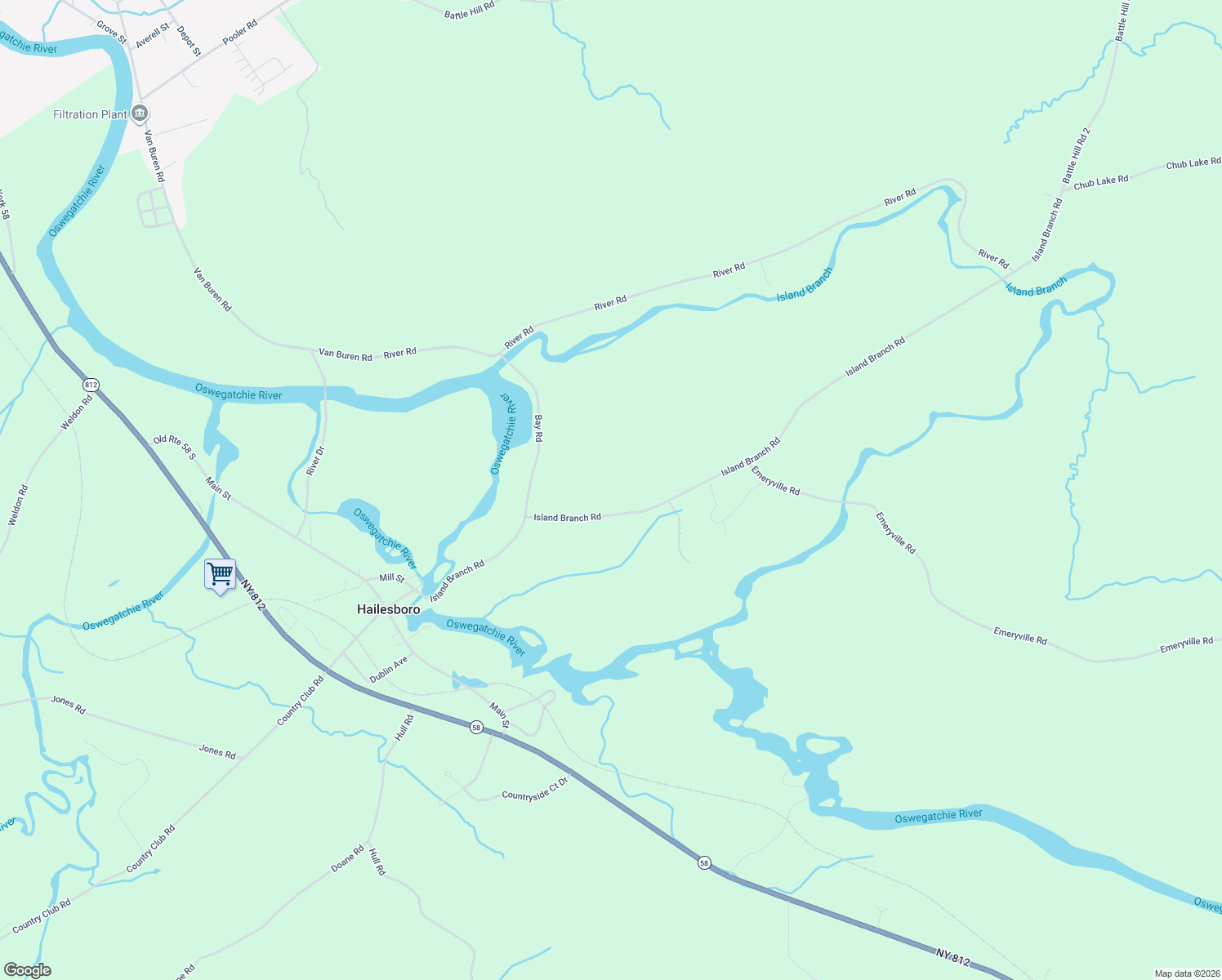 map of restaurants, bars, coffee shops, grocery stores, and more near 149 Island Branch Road in Gouverneur