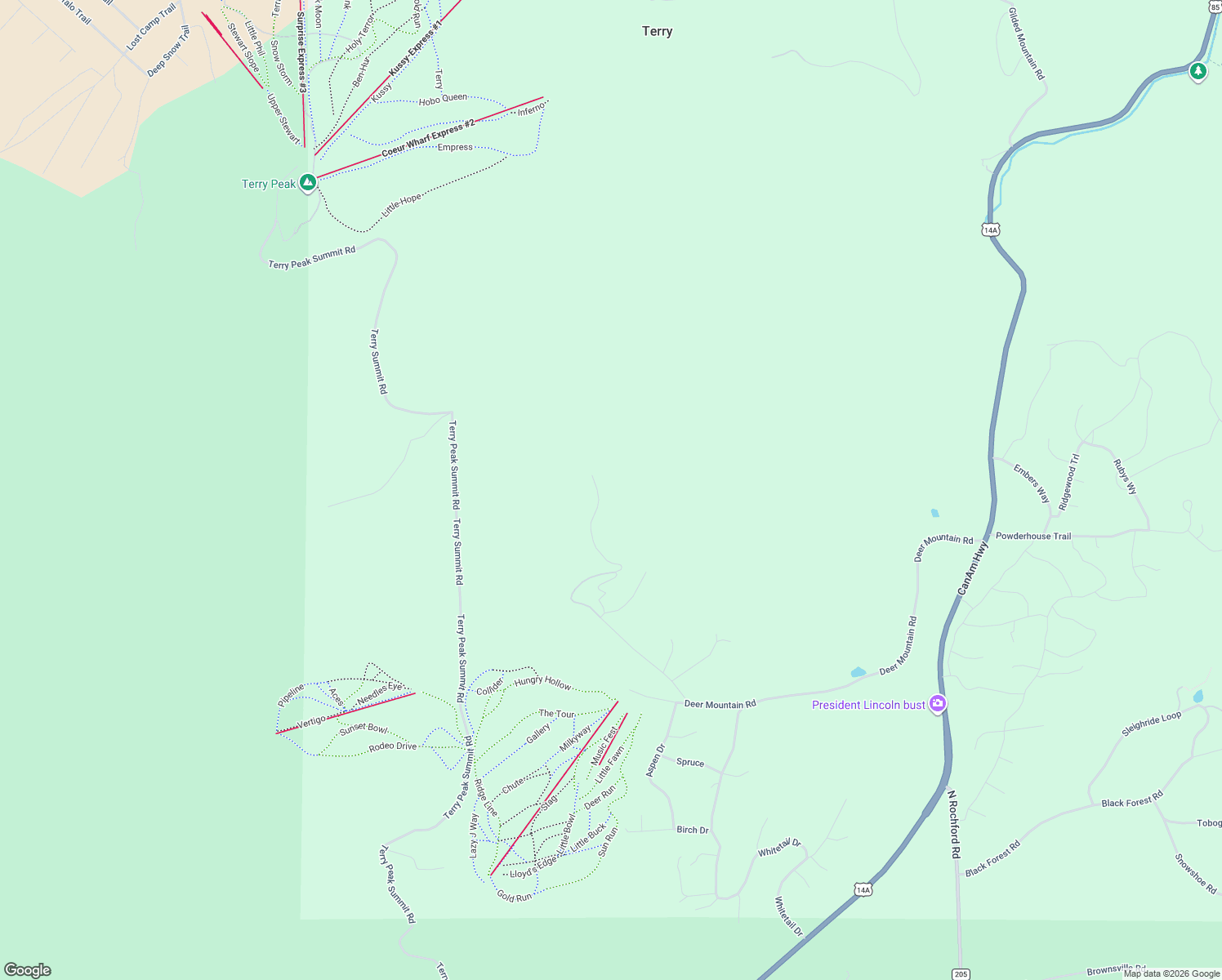 map of restaurants, bars, coffee shops, grocery stores, and more near 21309 Cabin Road in Lead