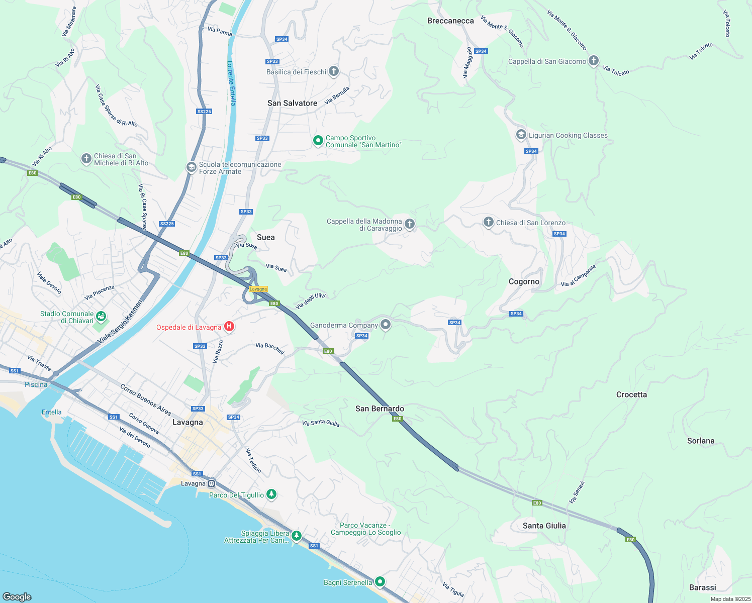 map of restaurants, bars, coffee shops, grocery stores, and more near 2 Via del Boschetto in Città Metropolitana di Genova