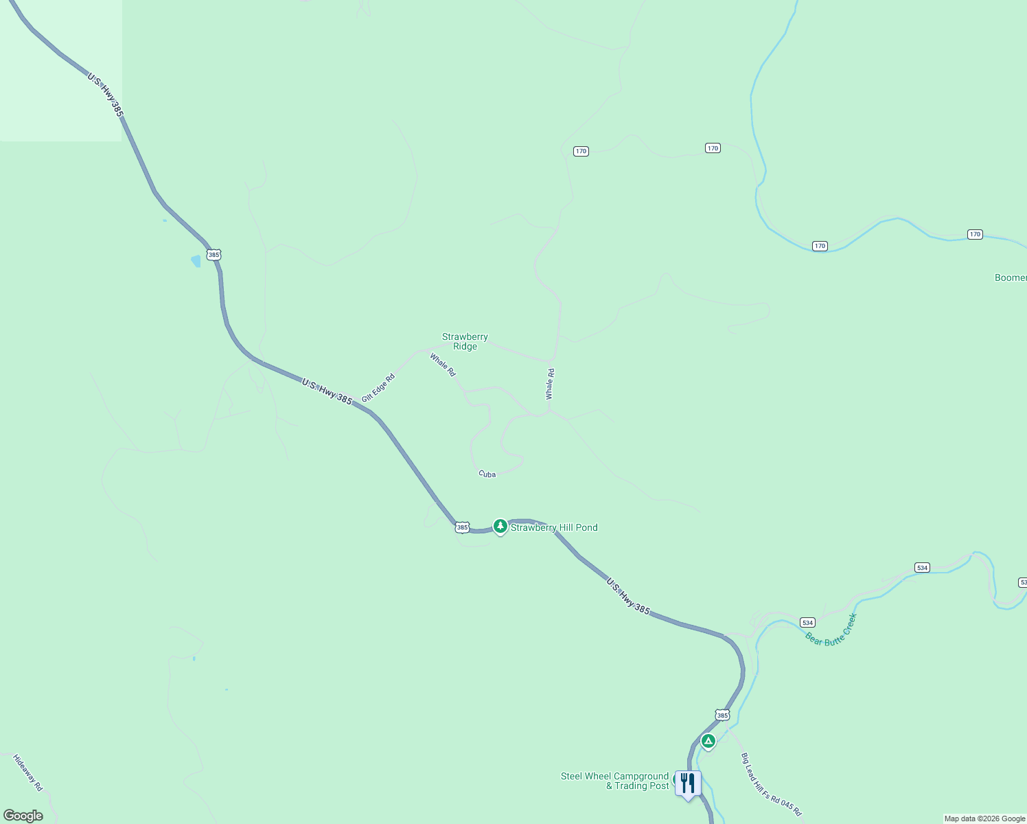 map of restaurants, bars, coffee shops, grocery stores, and more near 11809 Whale Road in Deadwood