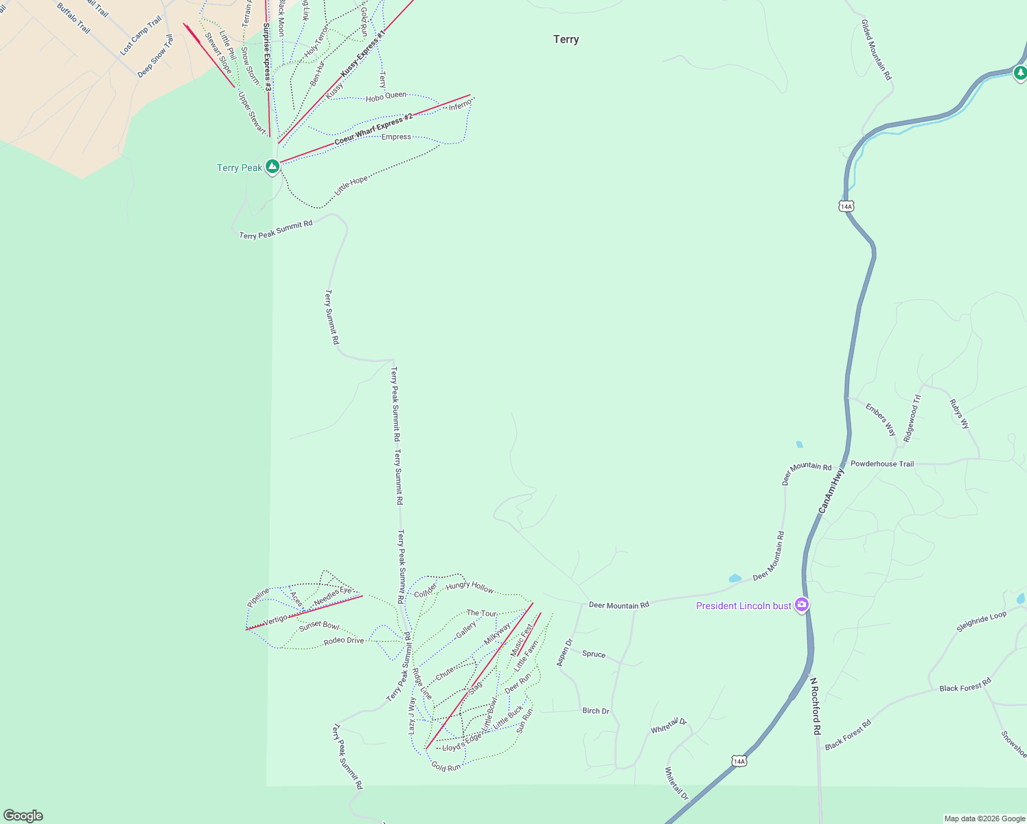 map of restaurants, bars, coffee shops, grocery stores, and more near 21309 Cabin Road in Lead