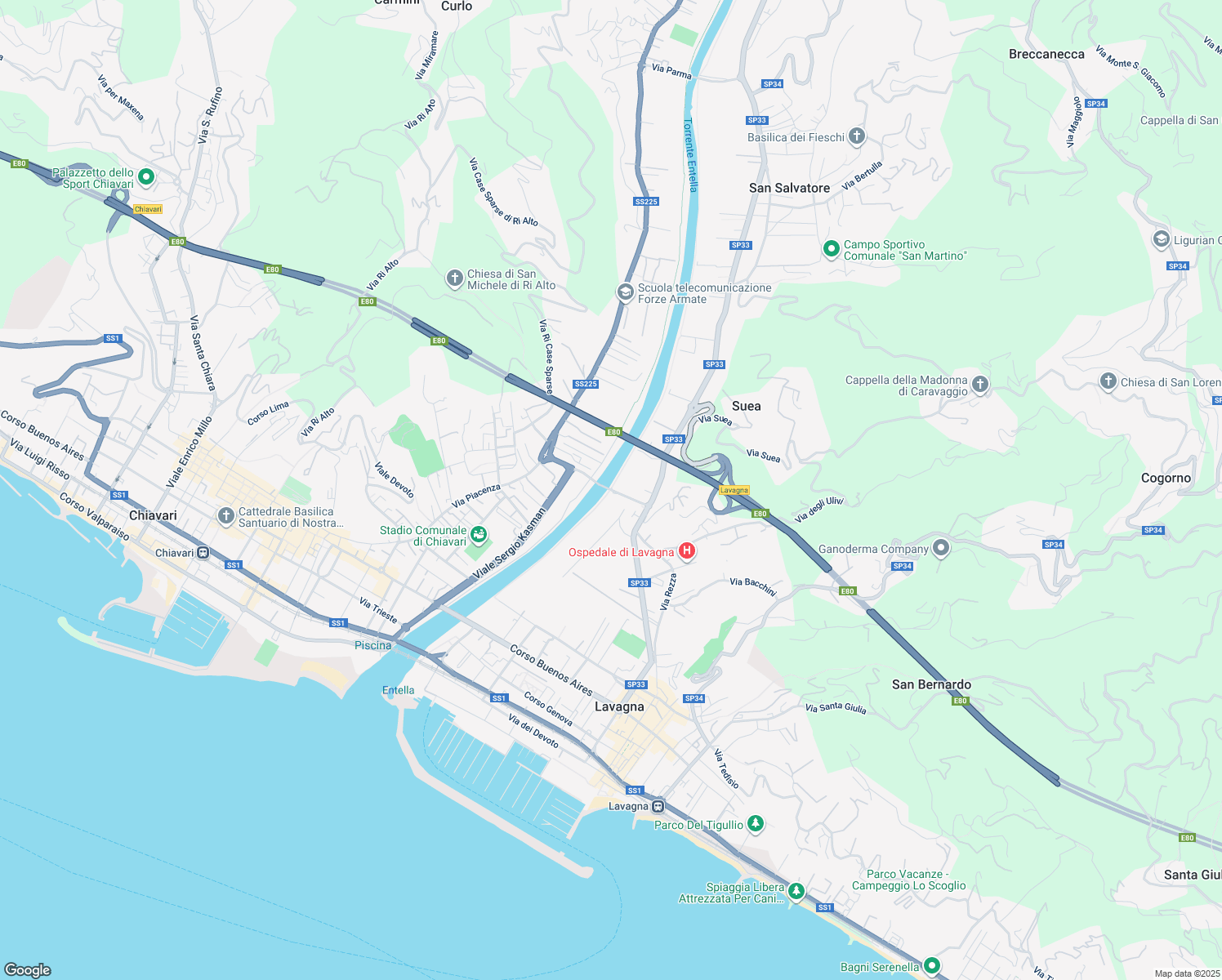 map of restaurants, bars, coffee shops, grocery stores, and more near 9 Via Eraldo Fico Virgola in Lavagna