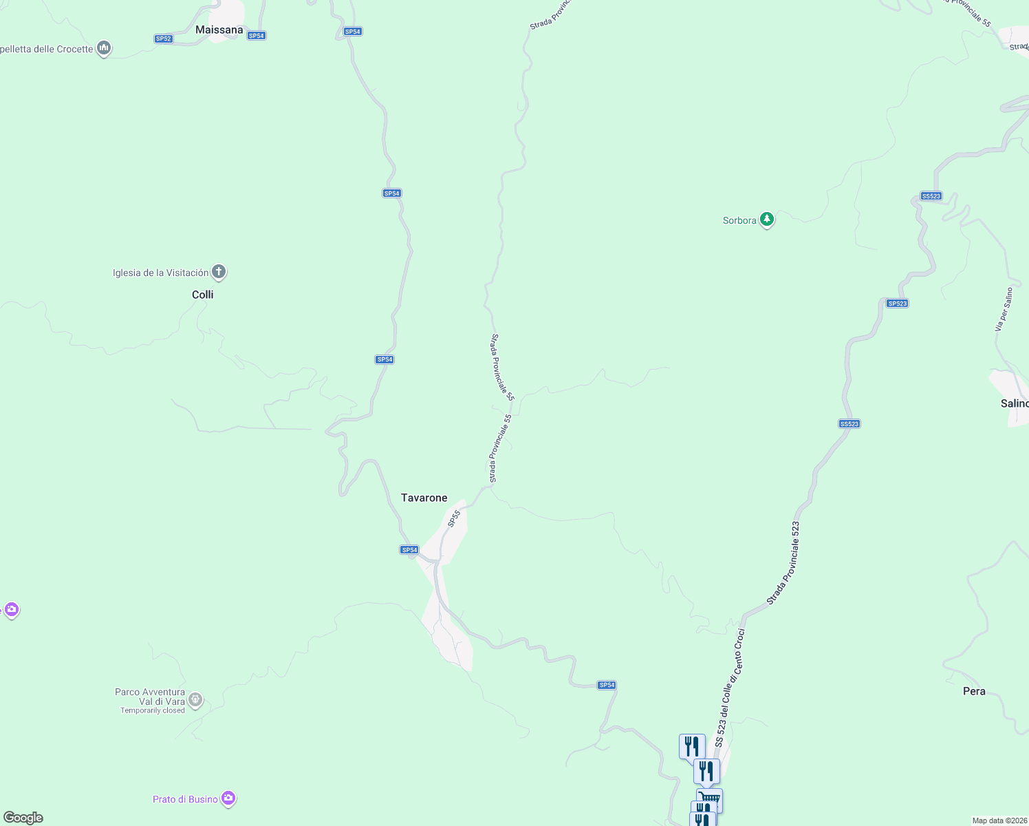 map of restaurants, bars, coffee shops, grocery stores, and more near 1 Villaggio la Crocetta Tavarone in Tavarone