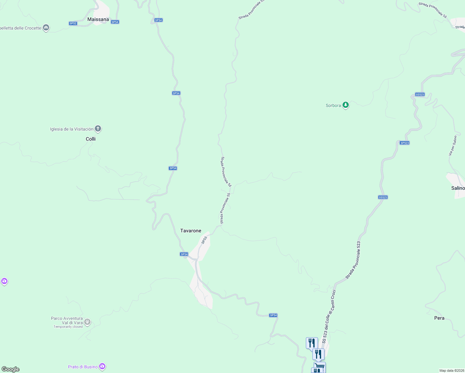 map of restaurants, bars, coffee shops, grocery stores, and more near 9 Villaggio la Crocetta Tavarone in Tavarone