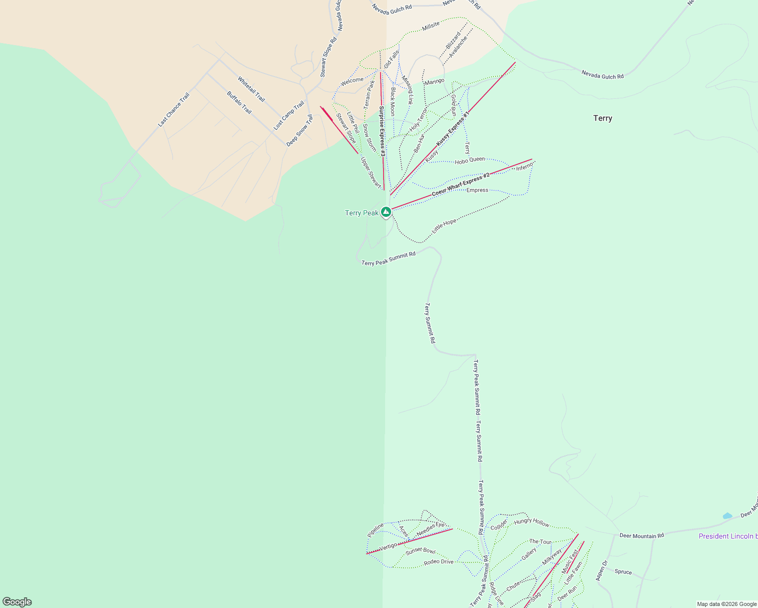 map of restaurants, bars, coffee shops, grocery stores, and more near Terry Peak Summit Road in Lead