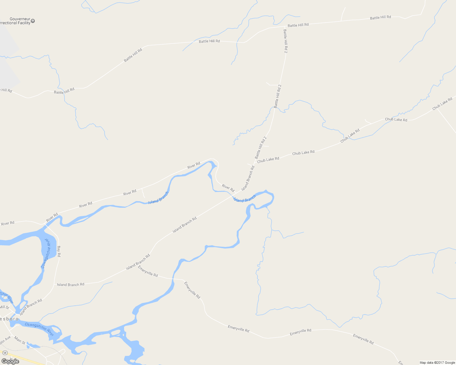 map of restaurants, bars, coffee shops, grocery stores, and more near 18 River Road in Gouverneur