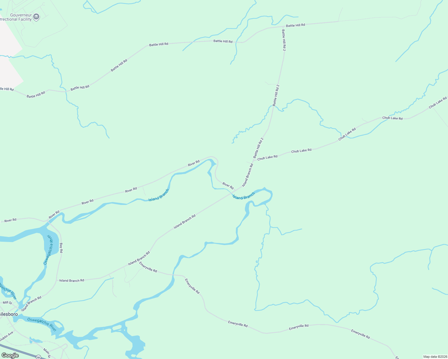 map of restaurants, bars, coffee shops, grocery stores, and more near 22 River Road in Gouverneur