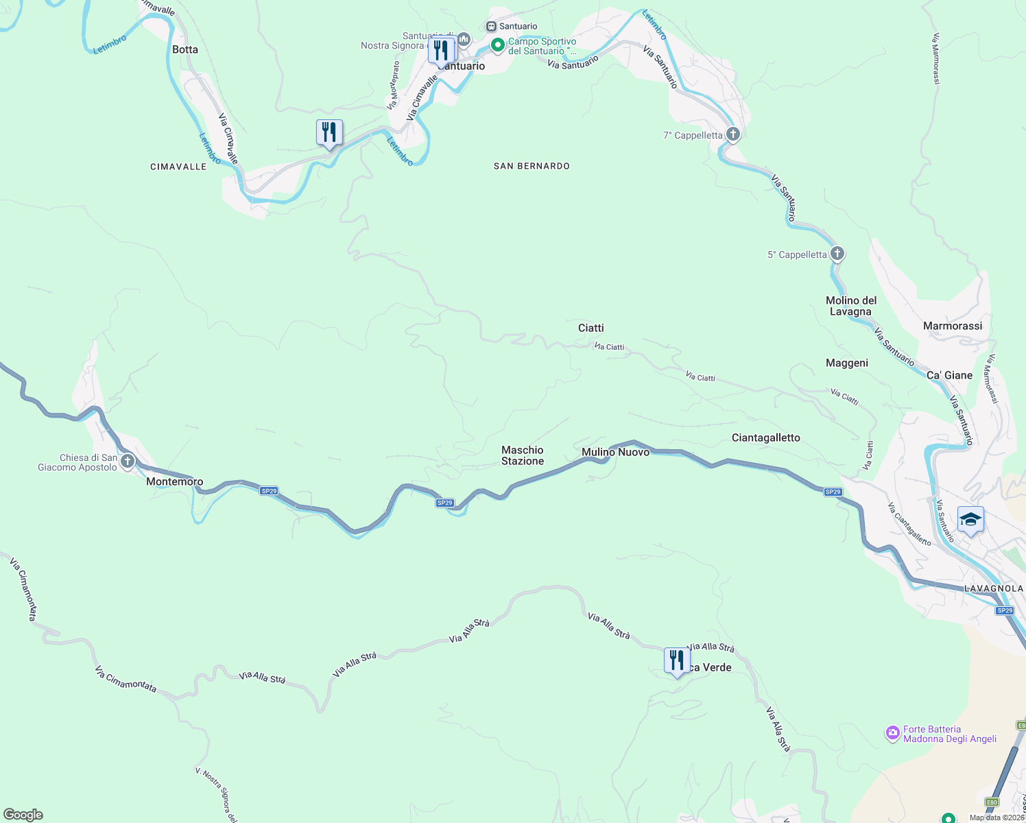 map of restaurants, bars, coffee shops, grocery stores, and more near 21 Via Maschio in Provincia di Savona