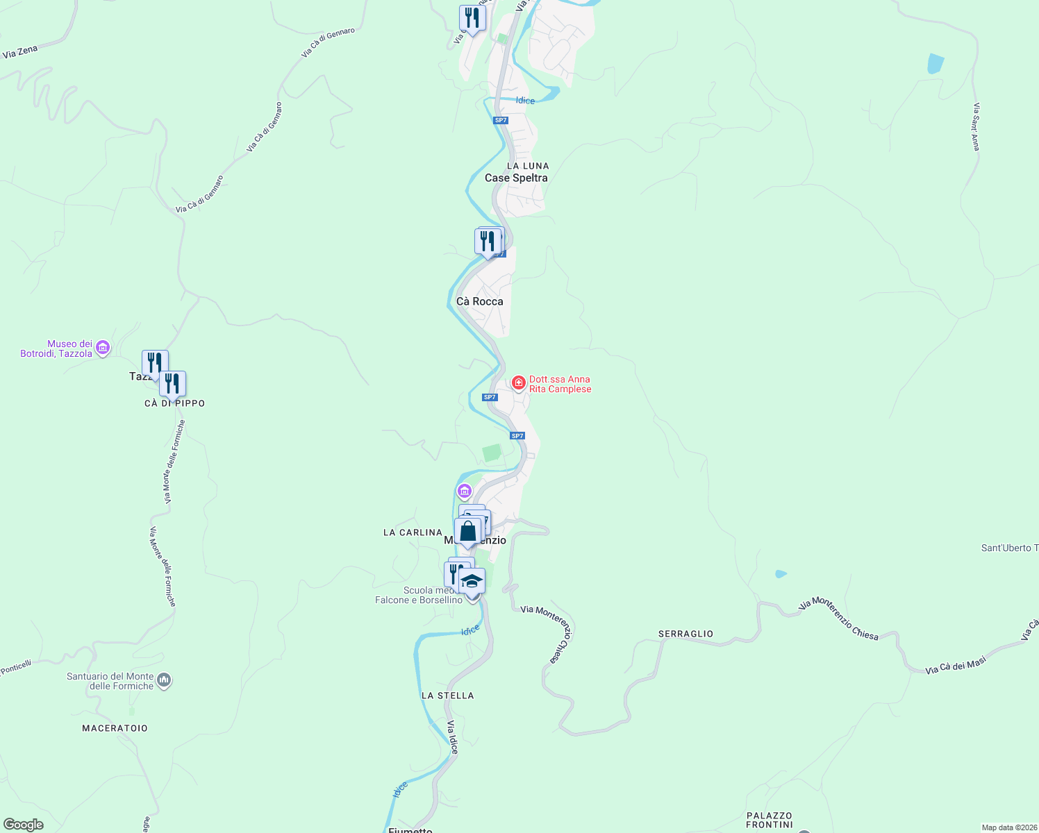 map of restaurants, bars, coffee shops, grocery stores, and more near 8 Via dell'Osteria in Monterenzio