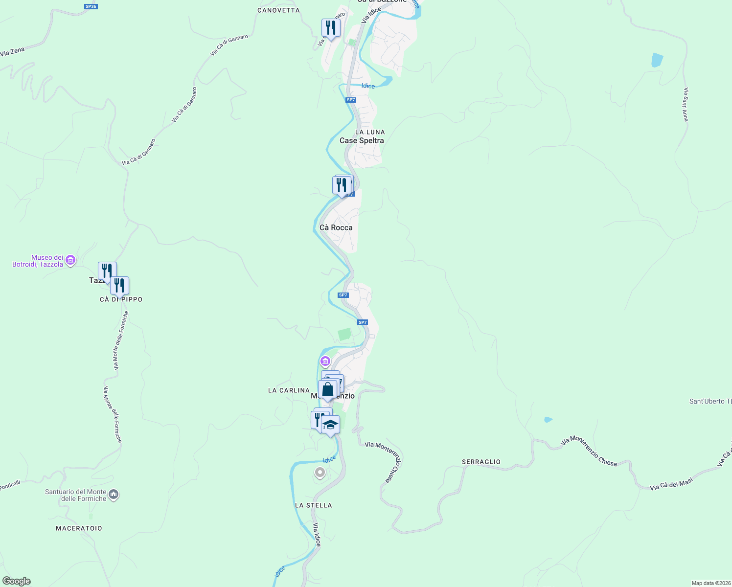 map of restaurants, bars, coffee shops, grocery stores, and more near 27 Via dell'Osteria in Monterenzio