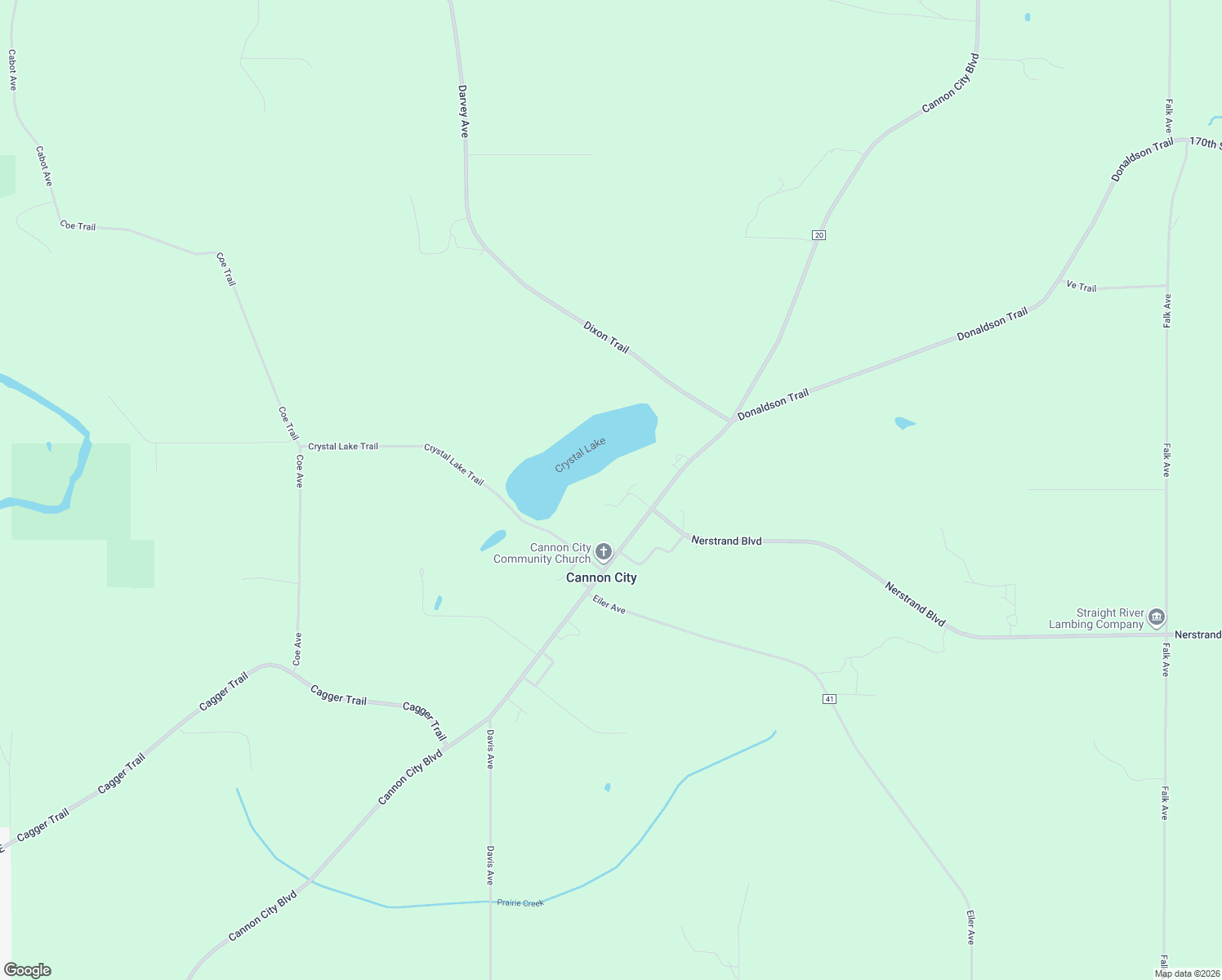 map of restaurants, bars, coffee shops, grocery stores, and more near 17650 Cannon City Boulevard in Faribault