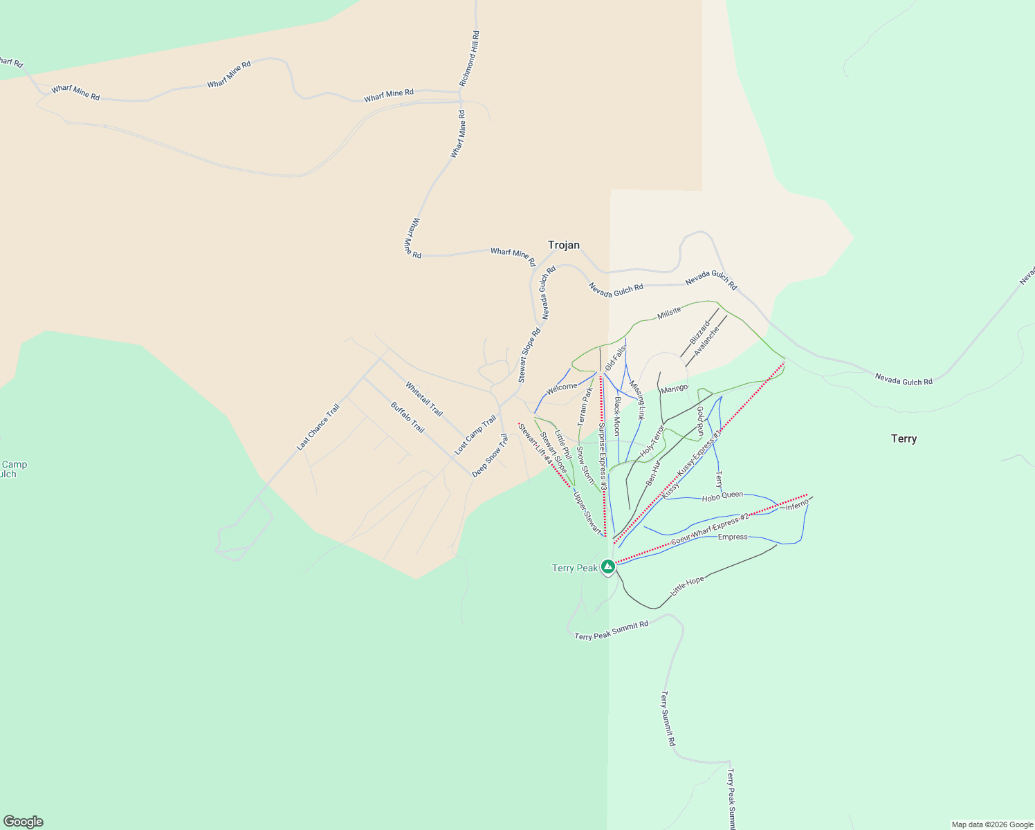 map of restaurants, bars, coffee shops, grocery stores, and more near 21120 Stewart Slope Road in Lead